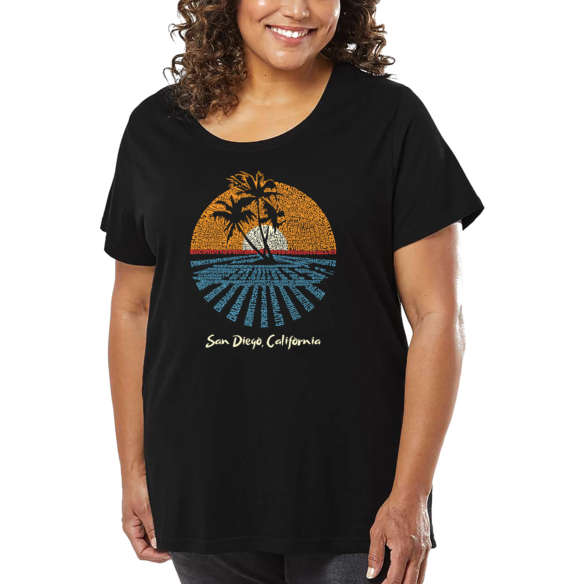 LA Pop Art Women's Plus Word T-Shirt - Cities San Diego
