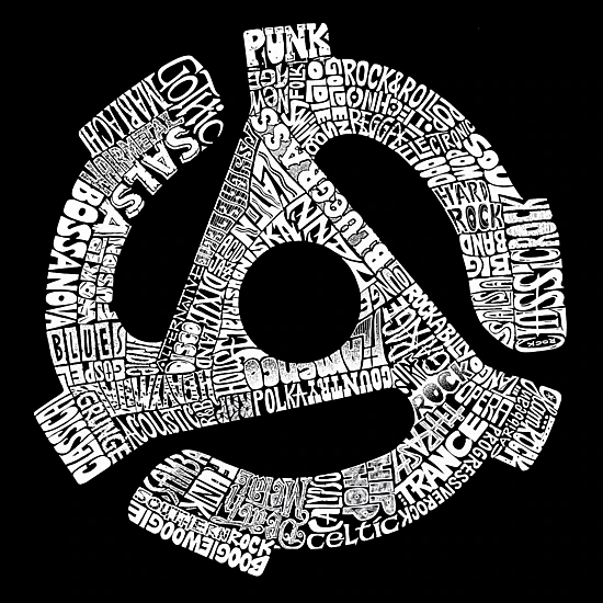 LA Pop Art Women's Cotton/Poly Blend Word Art T-Shirt - Record Adapter