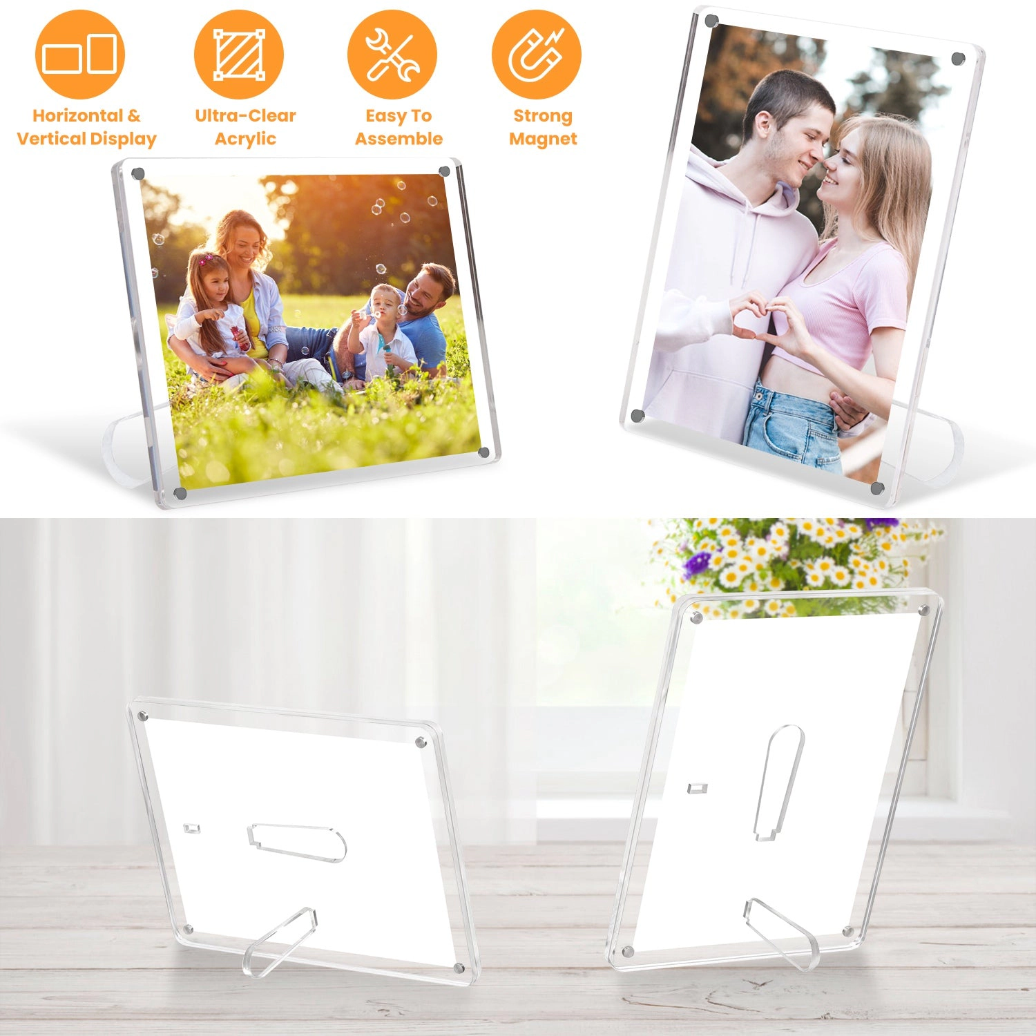 GBruno 4-Piece Acrylic Photo Frame 5x7 Inch