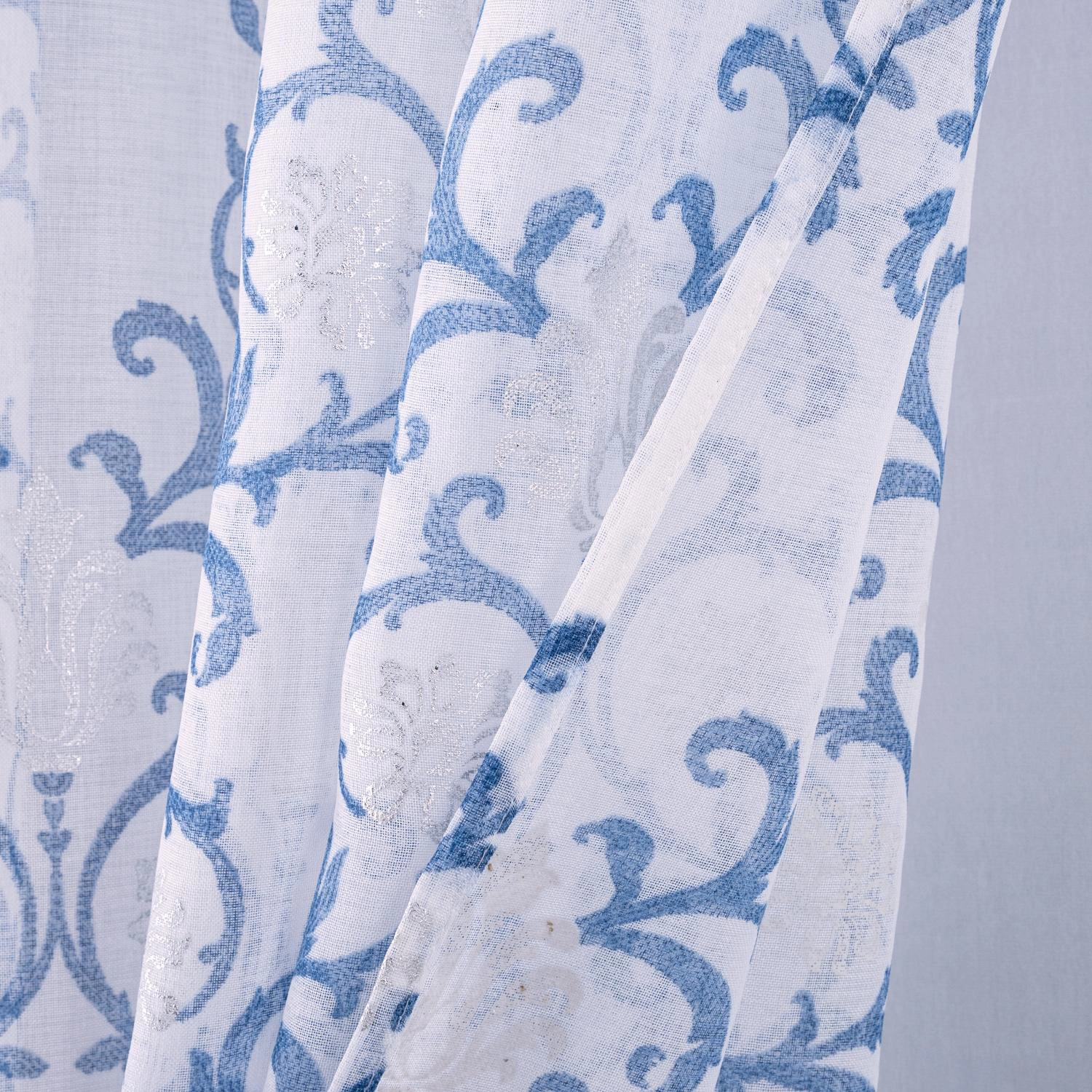 RT Designers Collection Crown Grommet Sheer Metallic Printed Doily Curtain Panel 54" x 84