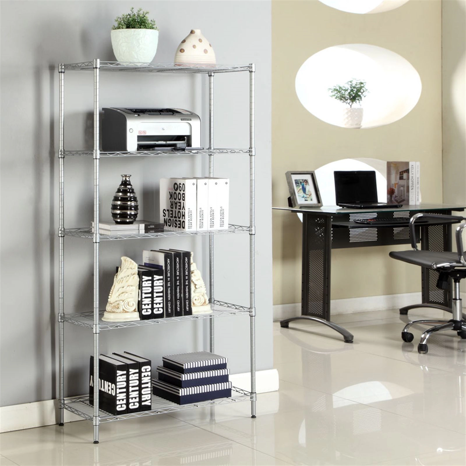 Flynama 5 Shelf Adjustable Heavy Duty Steel Organizer Wire Rack Easy Assembly