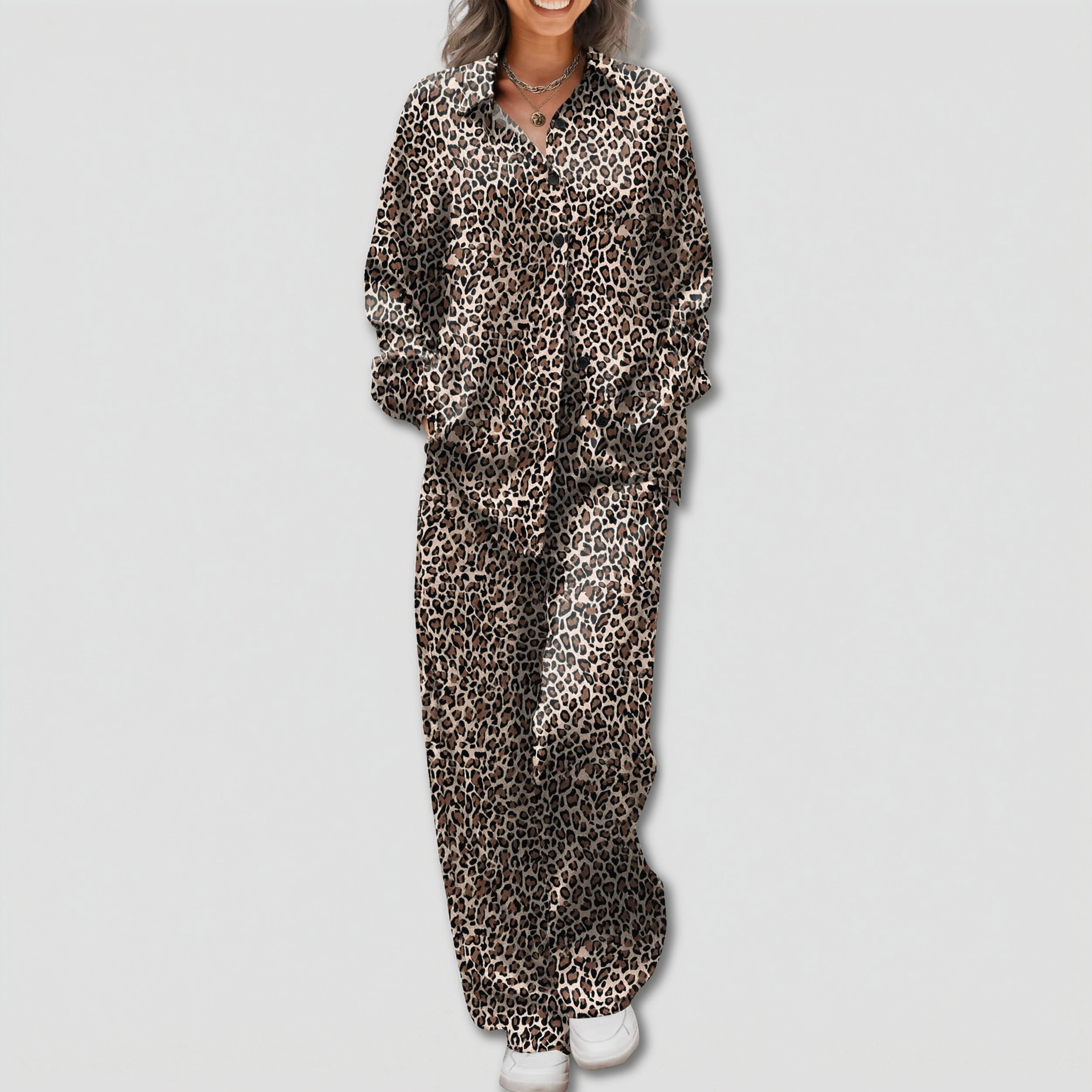 Ekouaer Womens Two Piece Silk Satin Pajama Set Long Sleeve Shirts and Pants Pajamas Sets