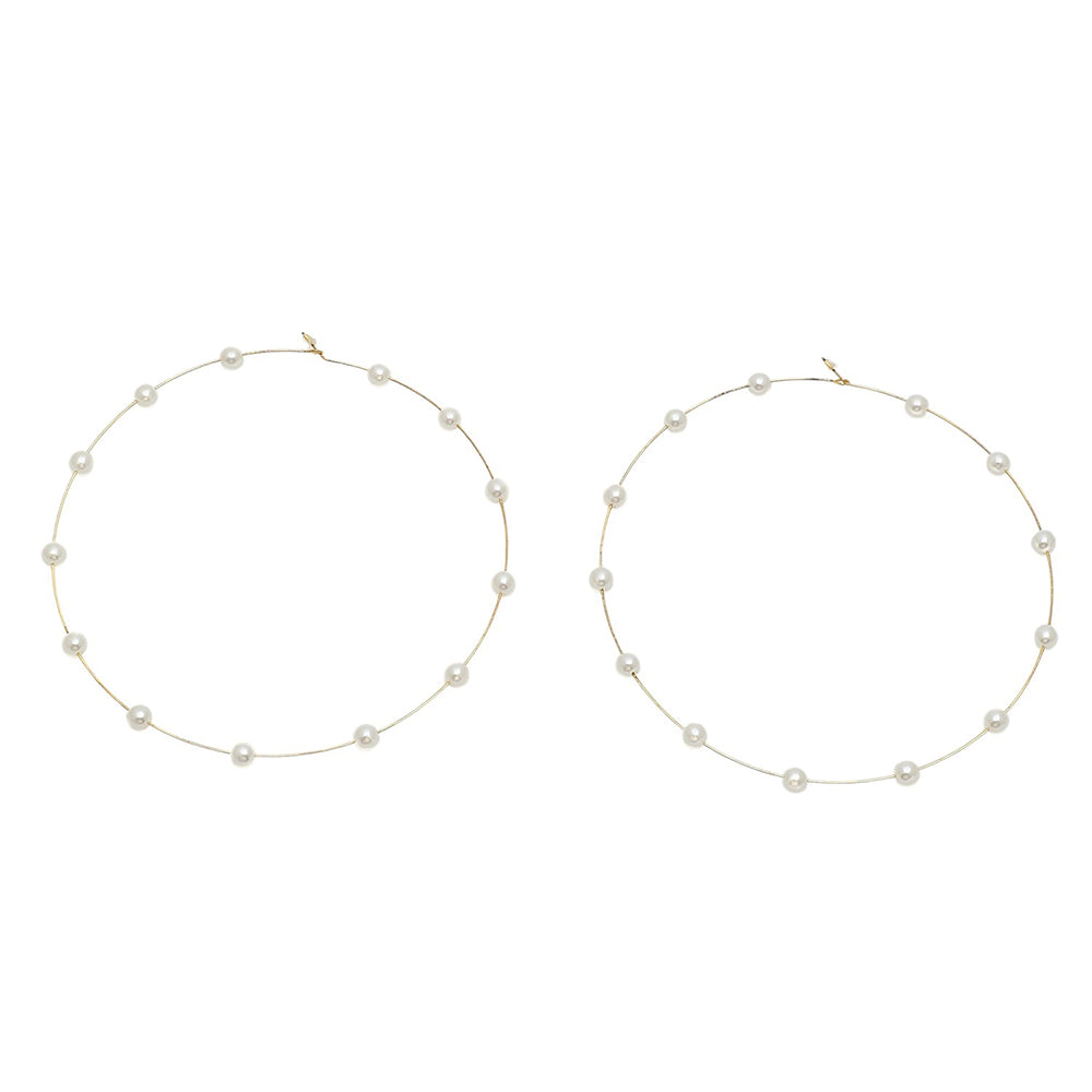 SOHI Women's Gold Plated Pearls Hoop Earring
