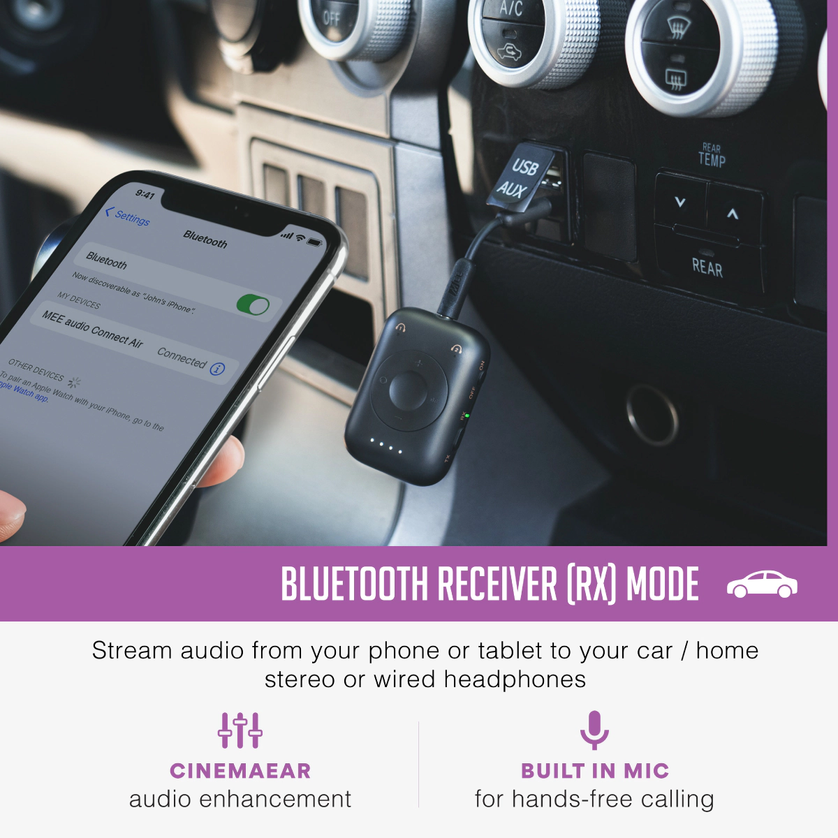 MEE audio Connect Air Pro 2-in-1 Bluetooth Wireless Audio Transmitter & Receiver