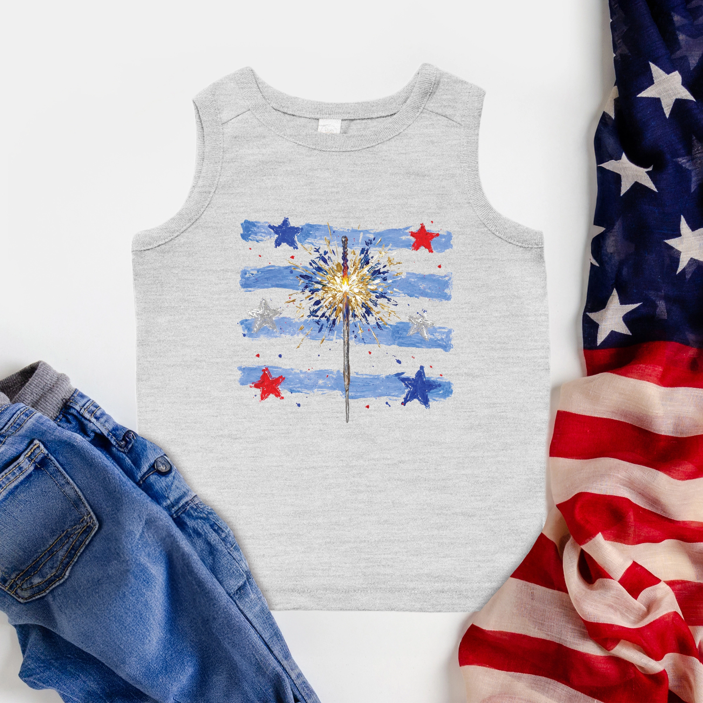 The Juniper Shop - Toddler Graphic Tank Sparkler Stripes
