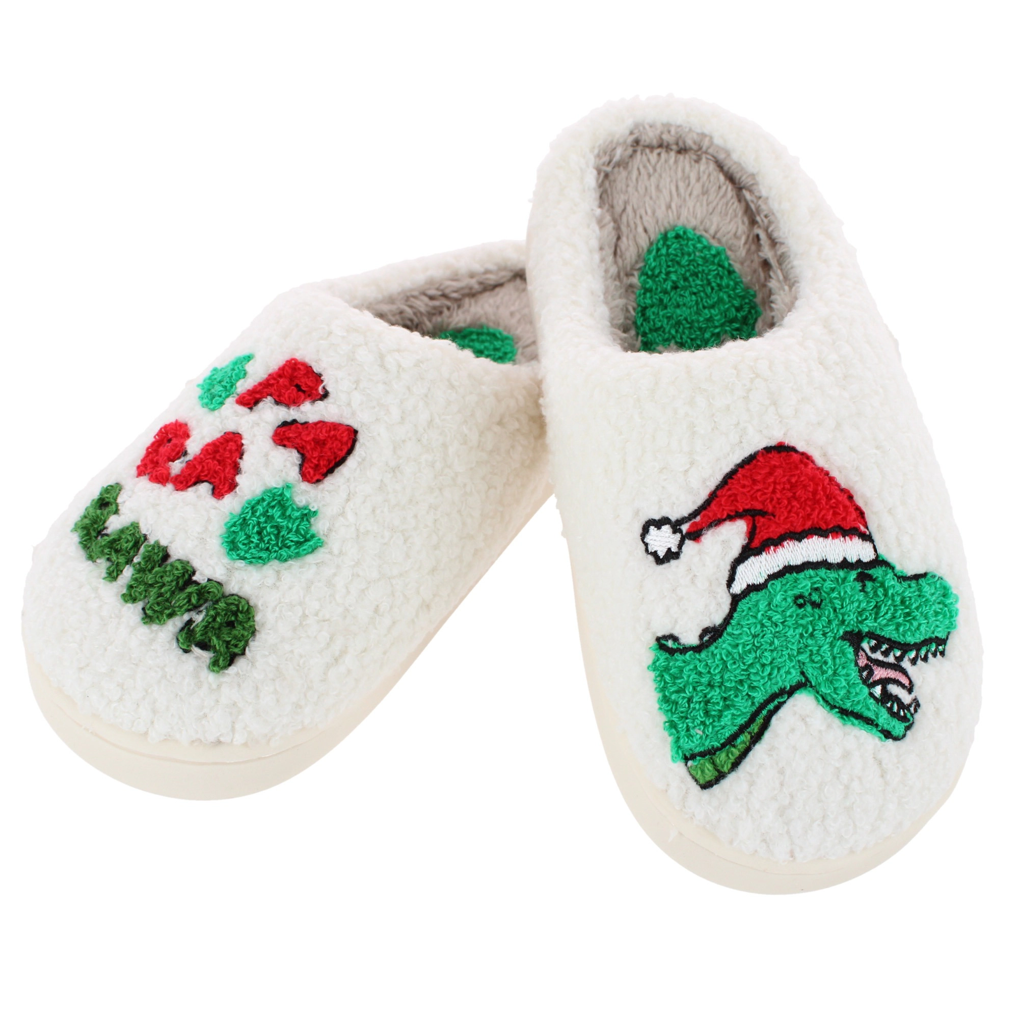 CTM Kids' & Toddler Boys' Christmas Dino Holiday Slippers