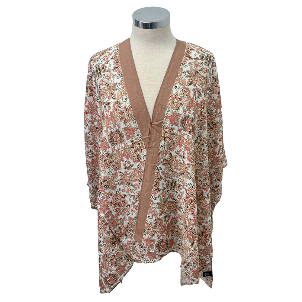 TRUEDAMES Women Floral Damask Print Kimono Poncho