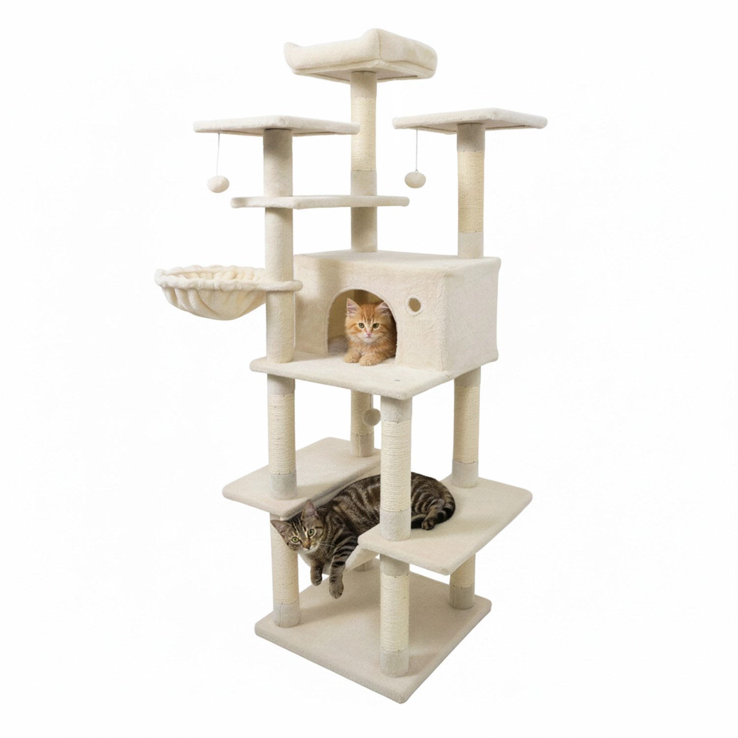 LJG Large Cat Tree for Indoor Cats 63" Tall Tower