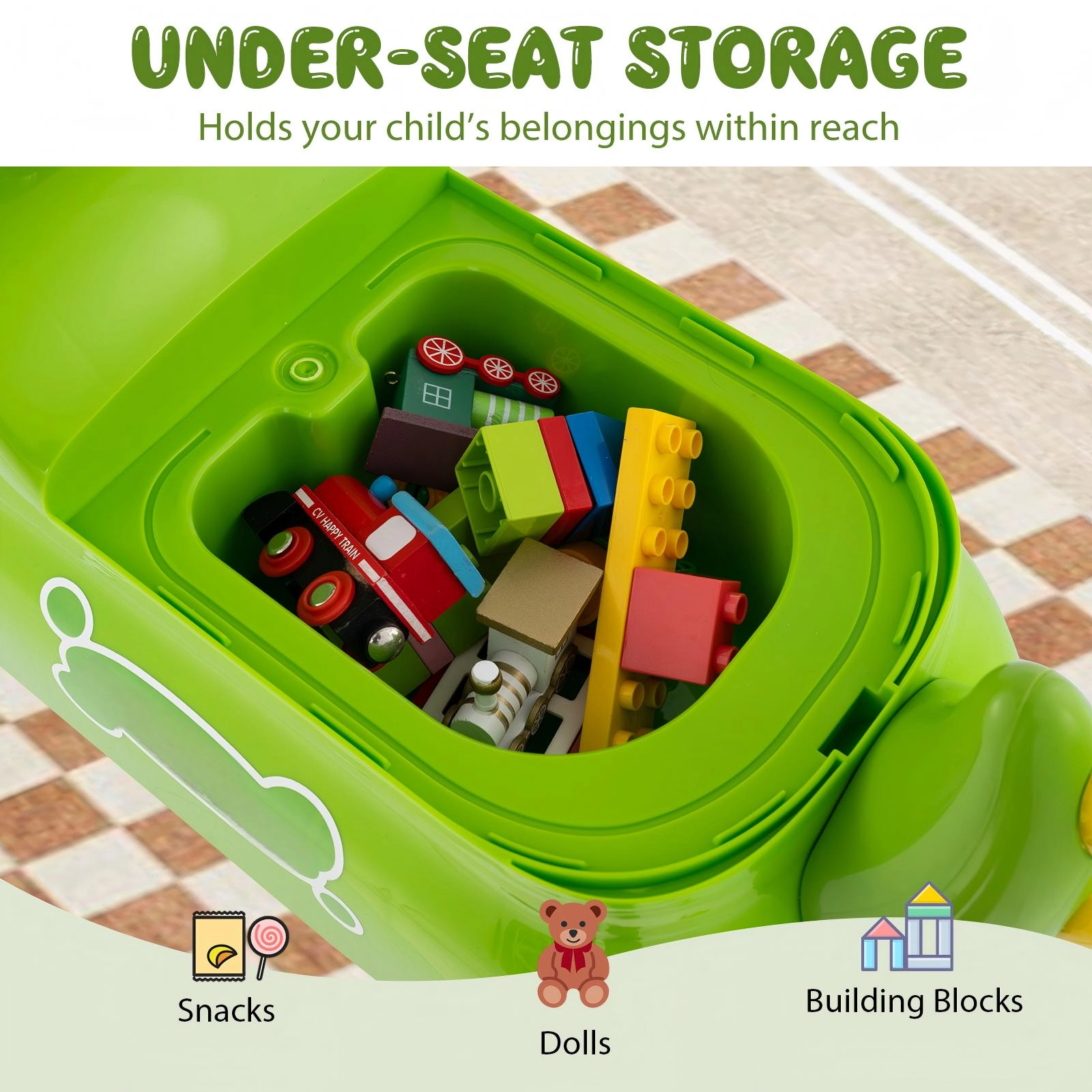 SUGIFT Toddler Ride on Walking Sliding Car with Lights and Music 55-lb Capacity Ages 18 Months and Up Green