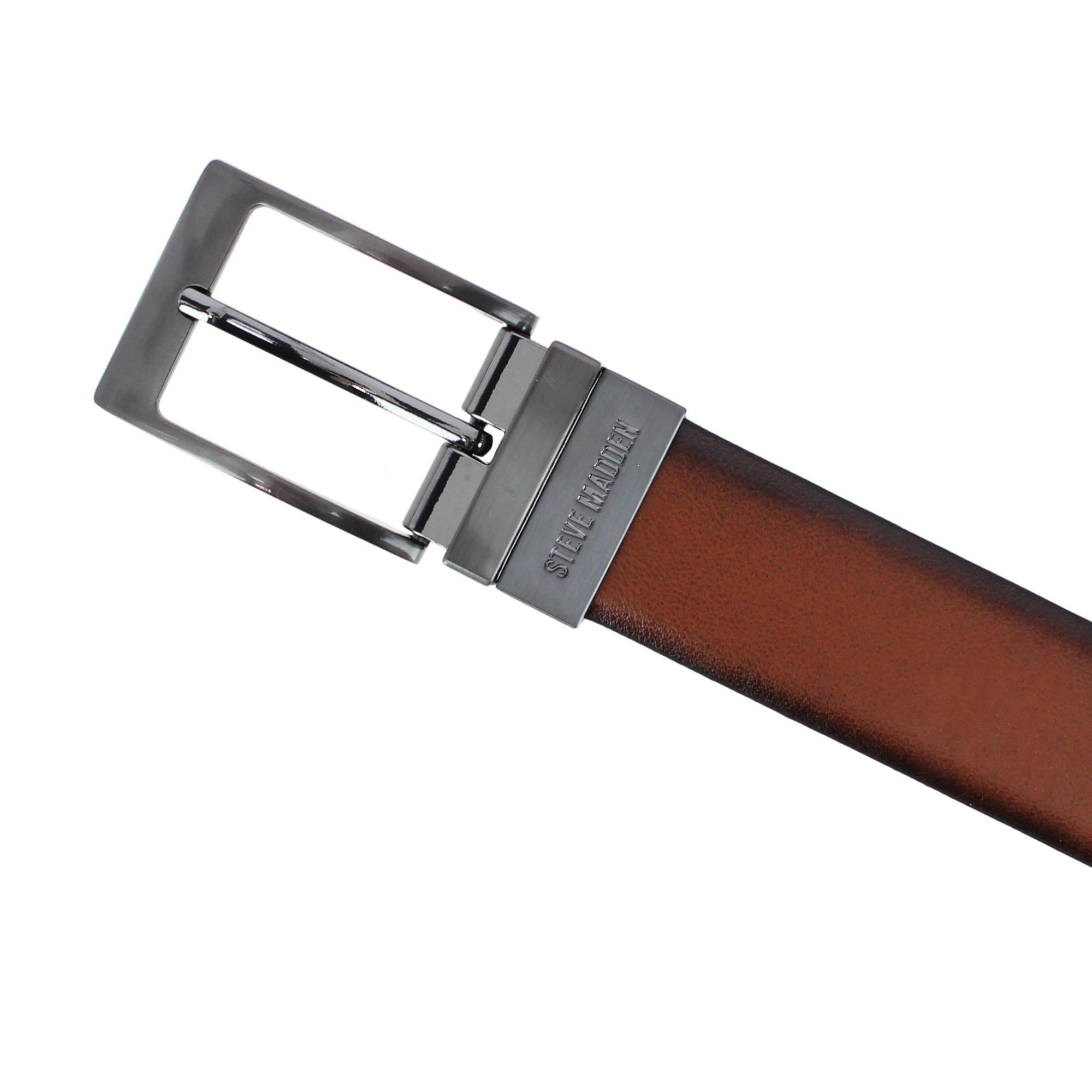 Steve Madden Men's 35mm Burnsihed Reversible Dress Belt