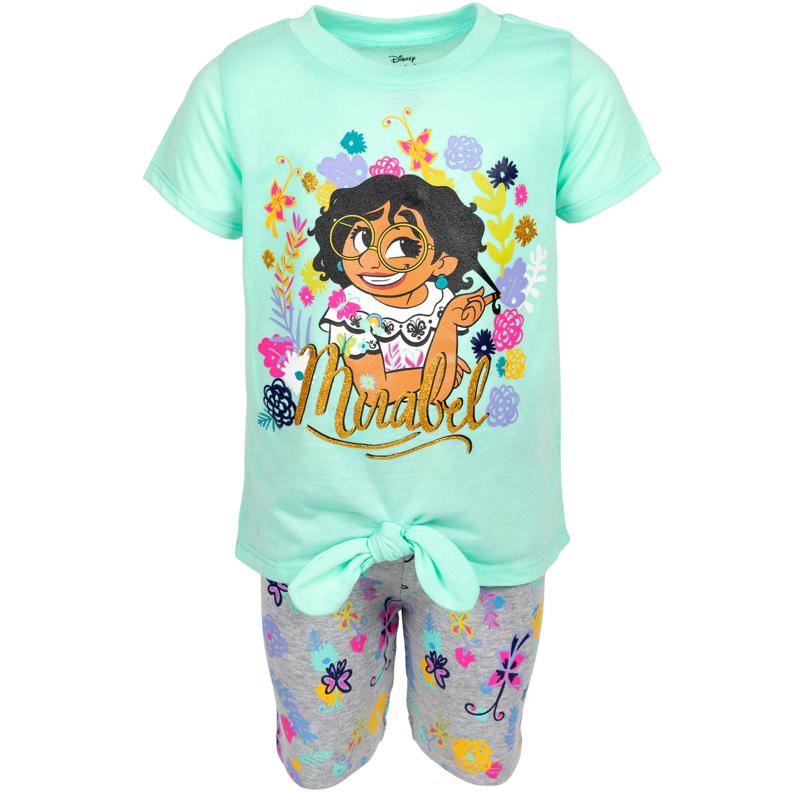 Disney Encanto Mirabel Girls' 2-Piece T-Shirt and Bike Shorts Set