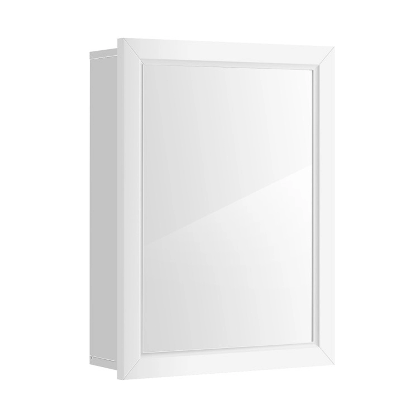 SUGIFT Single Mirror Door 3-Position Adjustable Shelf MDF Bathroom Medicine Cabinet 20-in x 6-in x 26-in 19-lb White