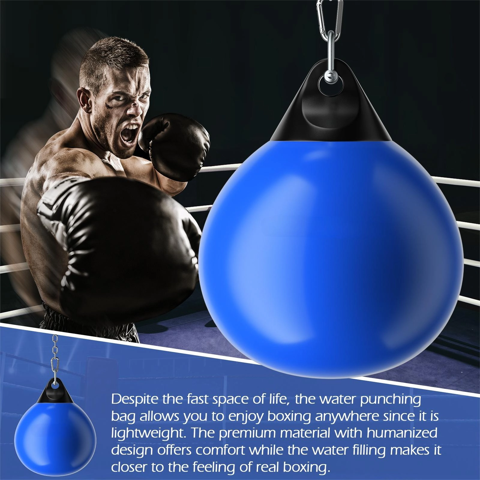 SUGIFT 21-in Water Filled Hanging Punching Bag with Adjustable Metal Chain and 39-in Filling Hose