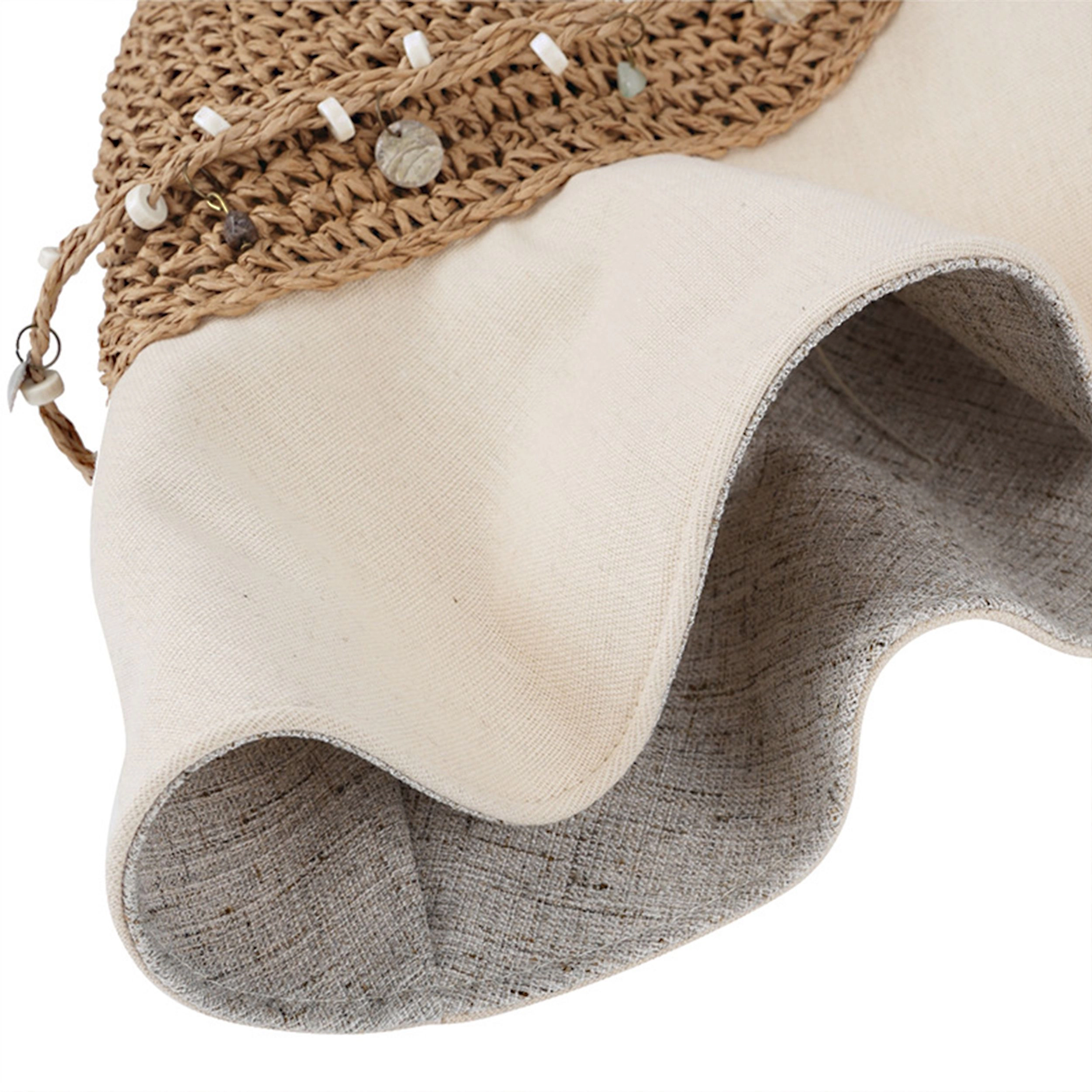 Anna-Kaci Women's Women Wide Brim Straw Sun Hat Breathable Crochet Summer Hat with Decorative Band
