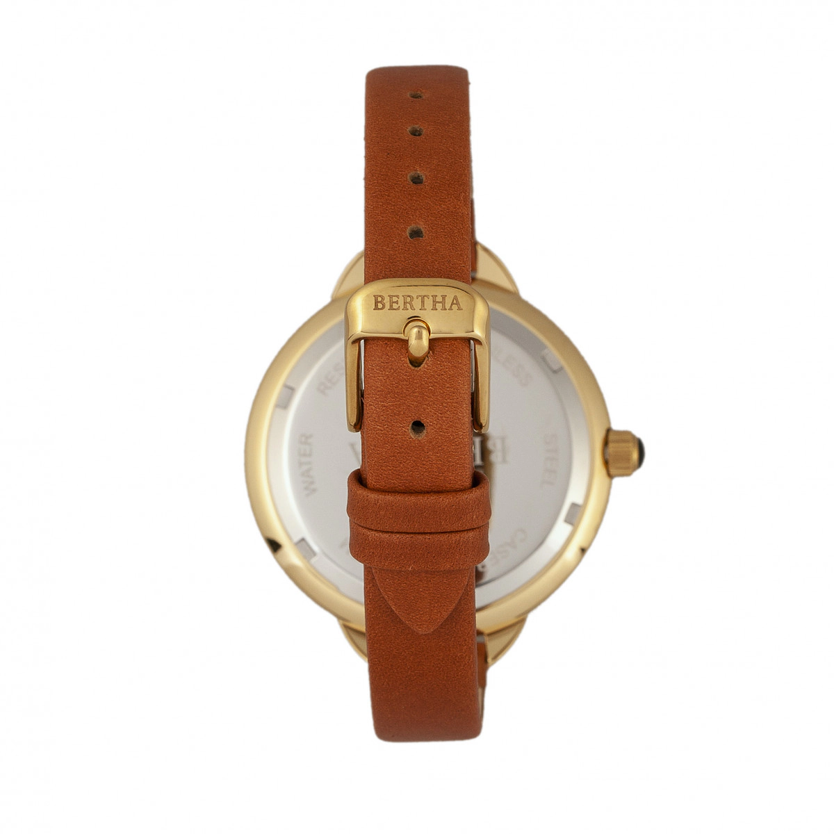 Bertha Madison Sunray Dial Leather-Band Watch