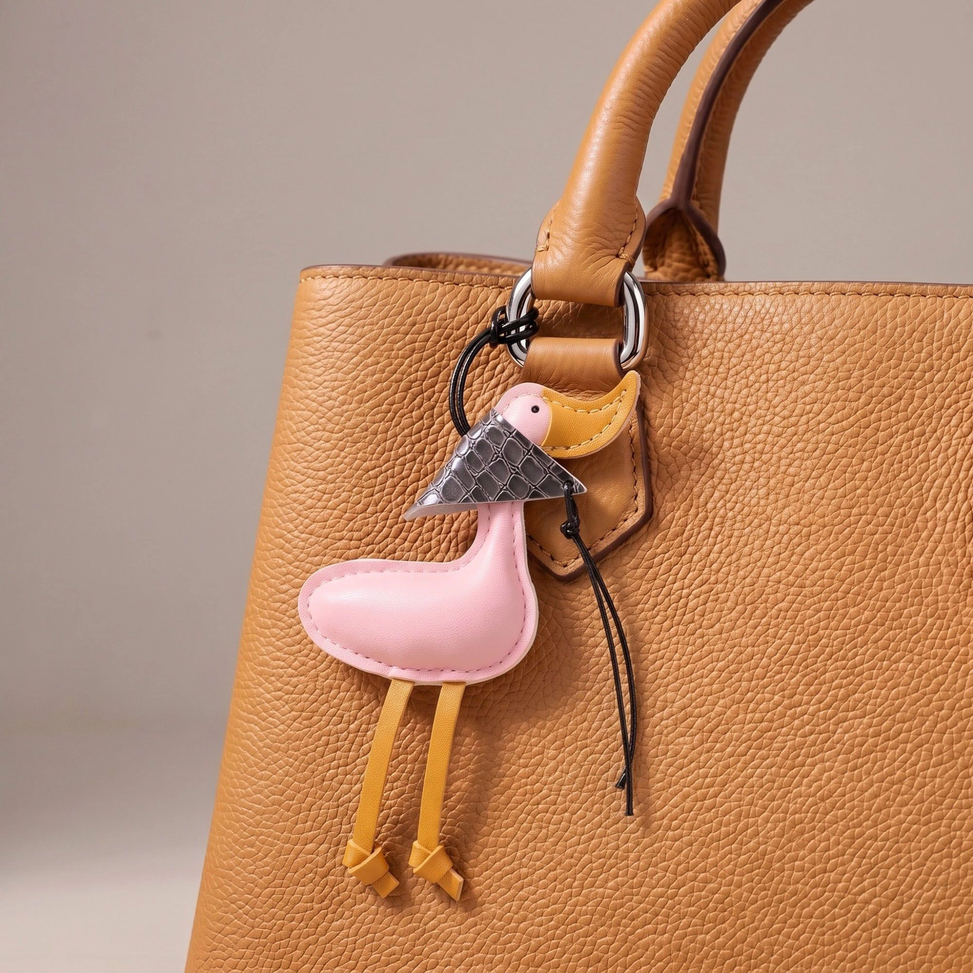 Alilang Women's Duck Bag Charm with Beak and Patterned Scarf Accent