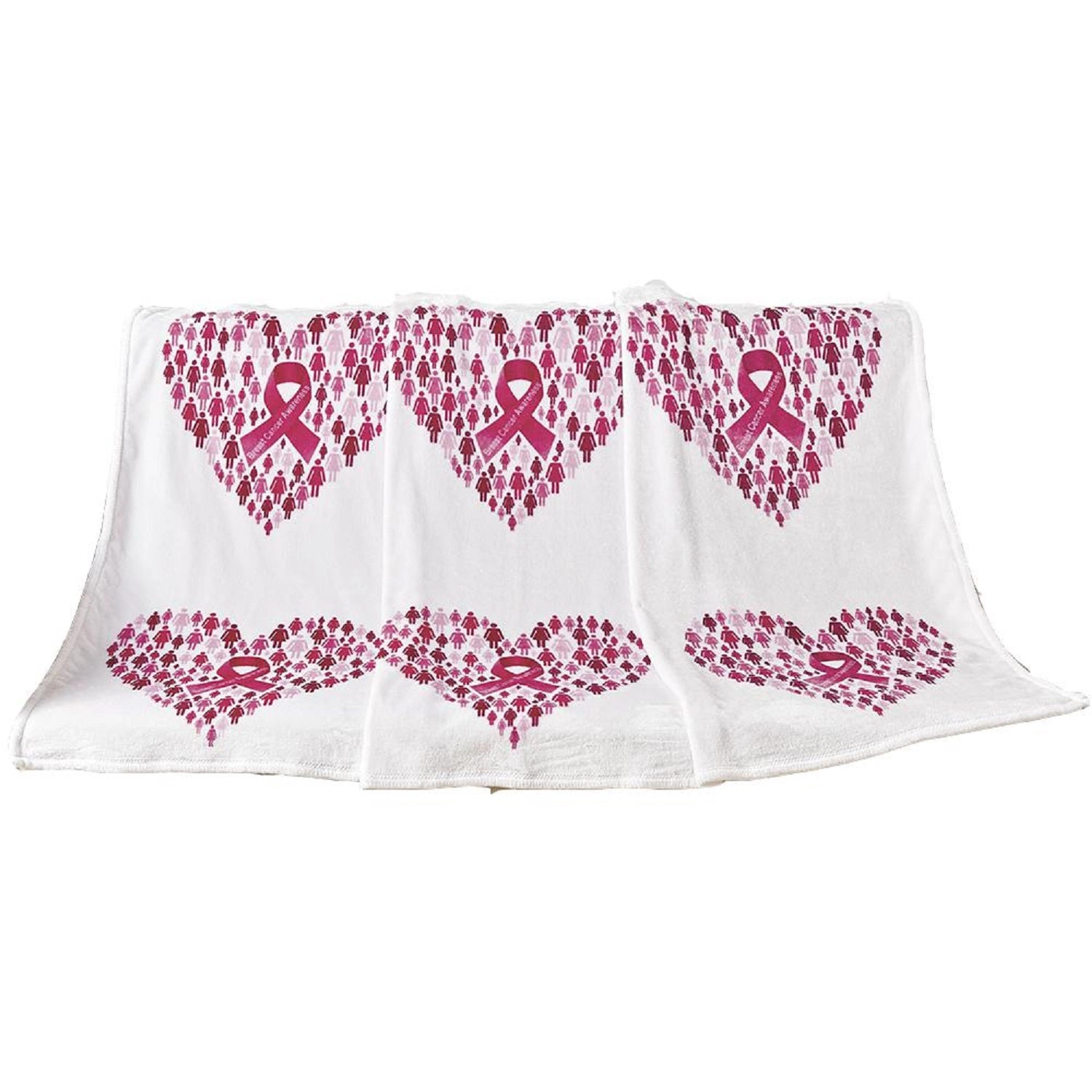 Plazatex Together We Rise Decorative Breast Cancer Awarenes Machine Washable Throw 50" x 70" White & Pink