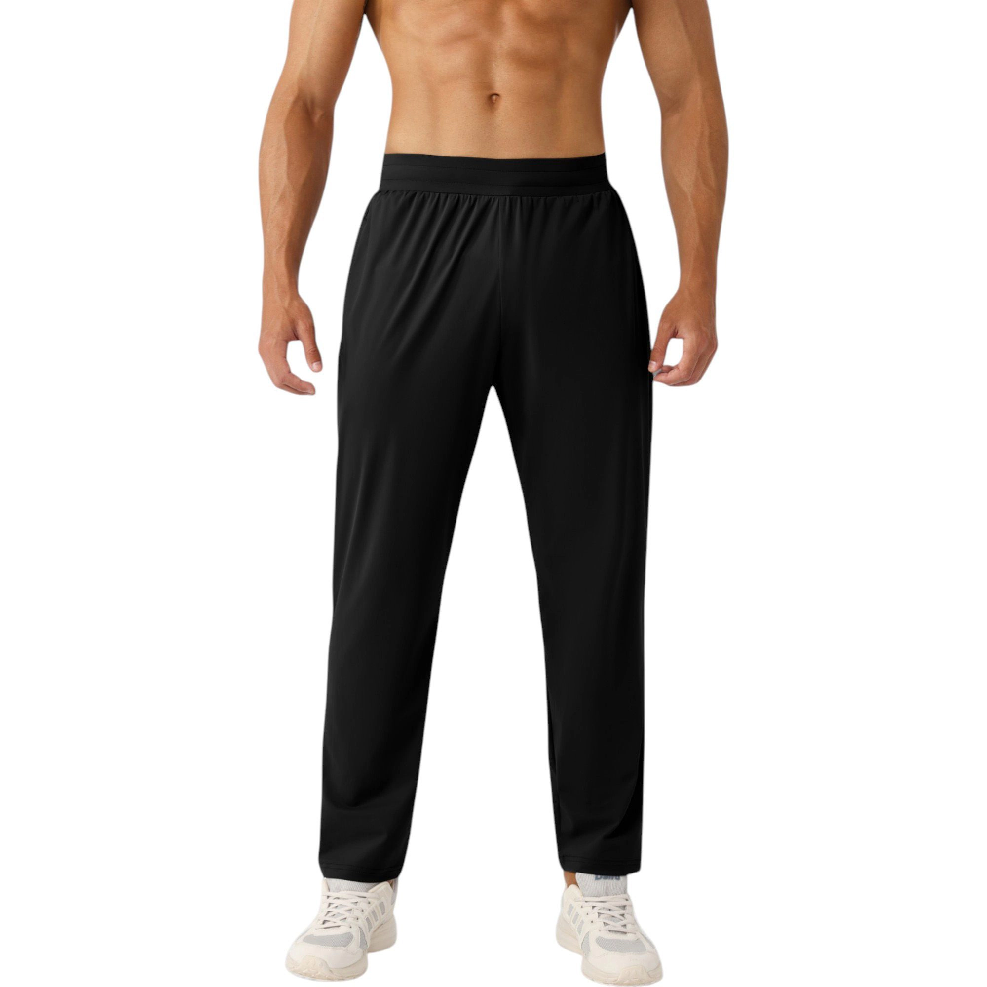 Anna-Kaci Men's Athletic Training Pants with Elastic Waistband and Straight-Leg Fit