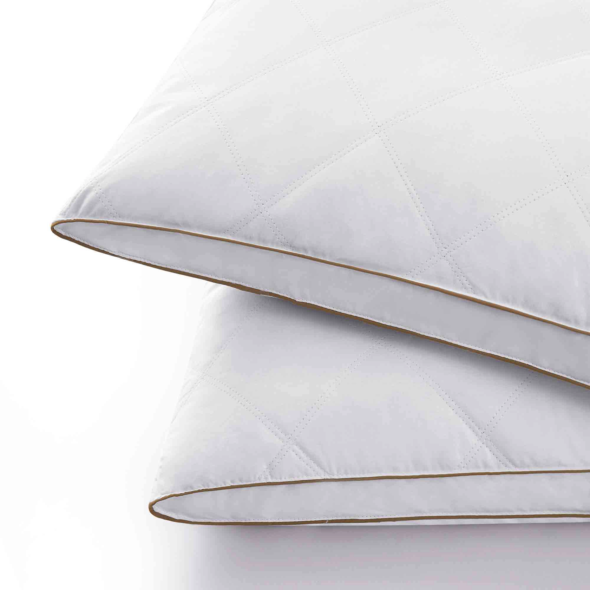PEACENEST Oval Diamond Quilted High Loft Goose Feather Pillow Set