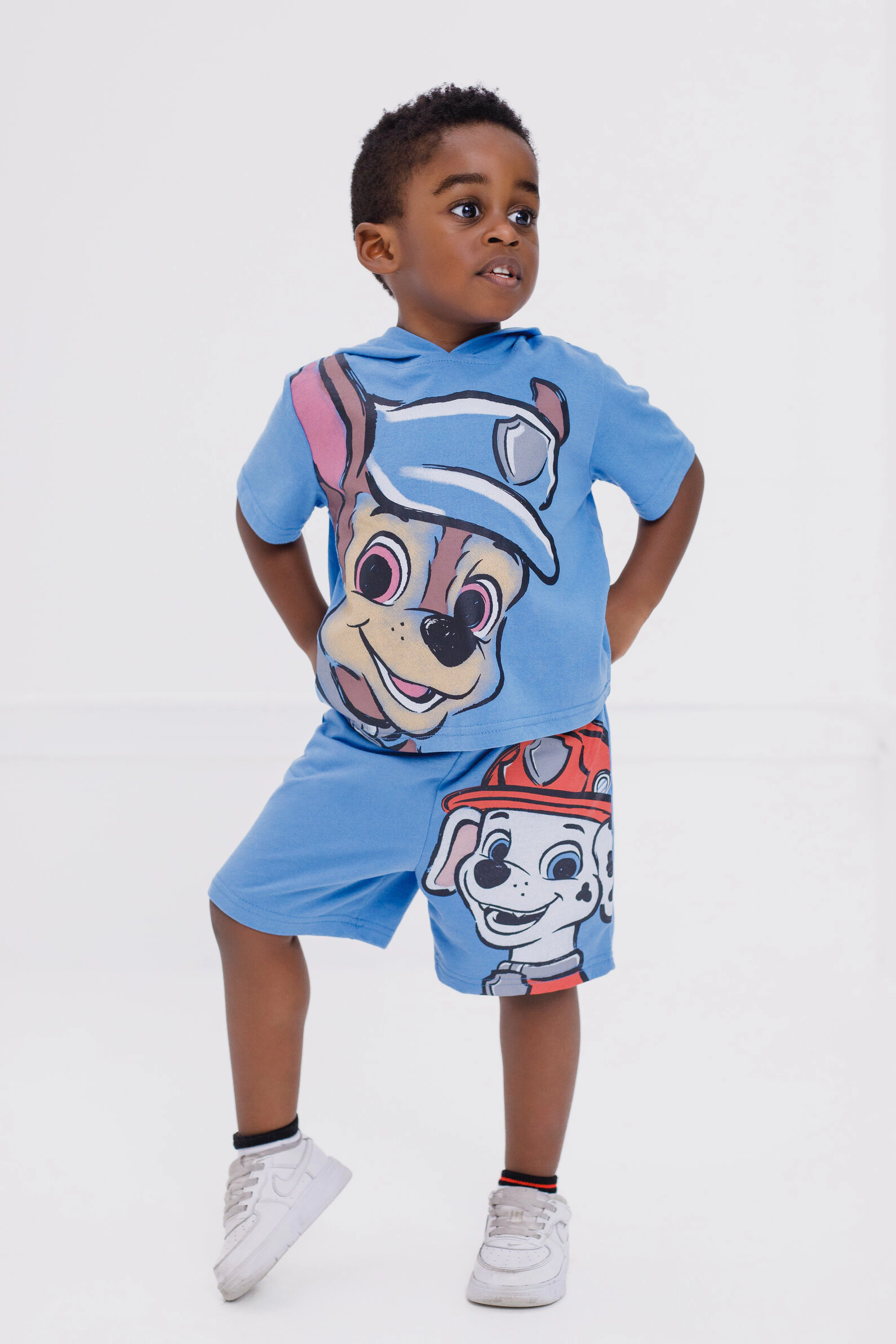 Paw Patrol Boys' 2-Piece Hooded Tee and Shorts Set
