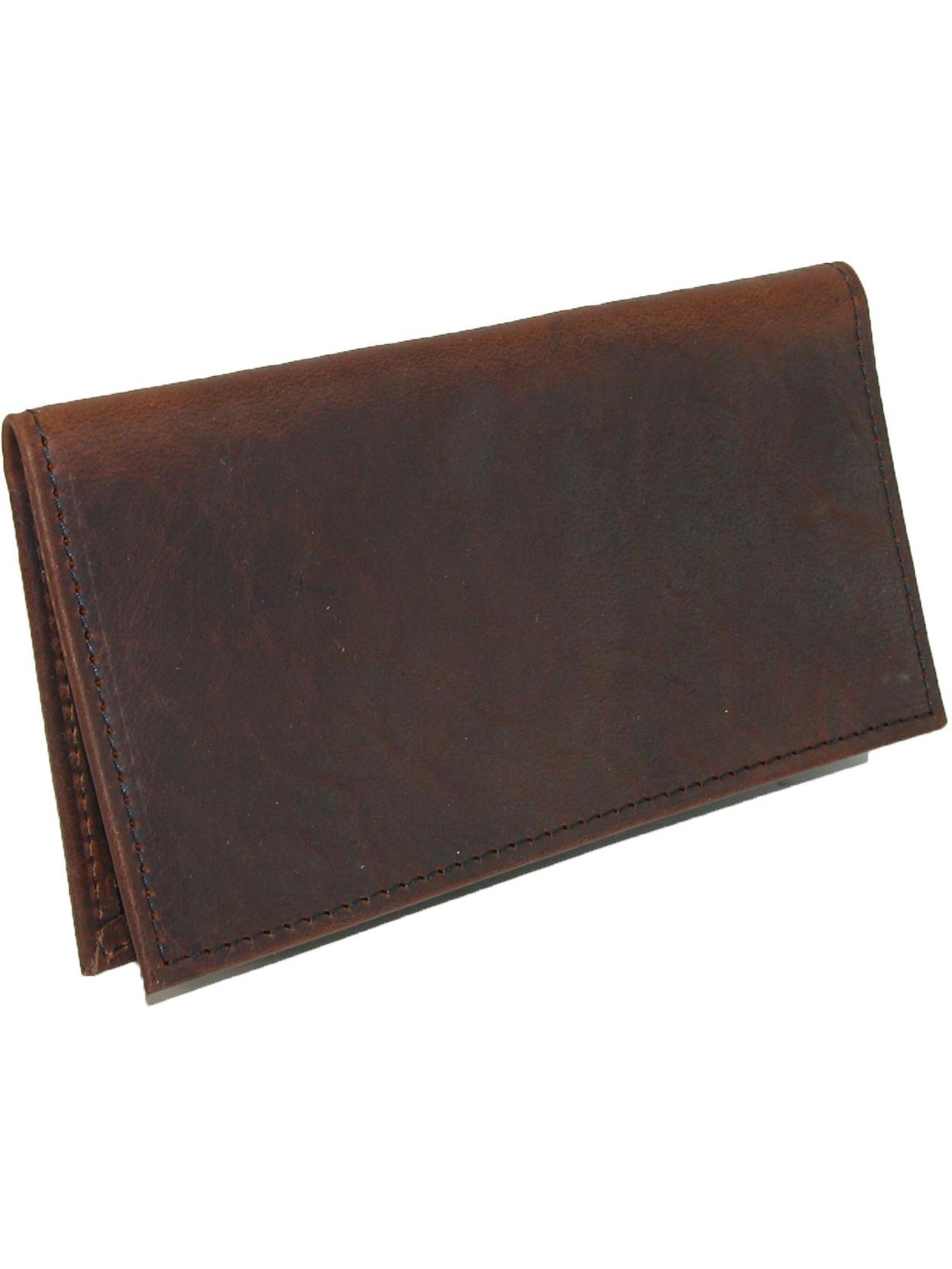 Boston Leather Textured Bison Leather Checkbook Cover Wallet
