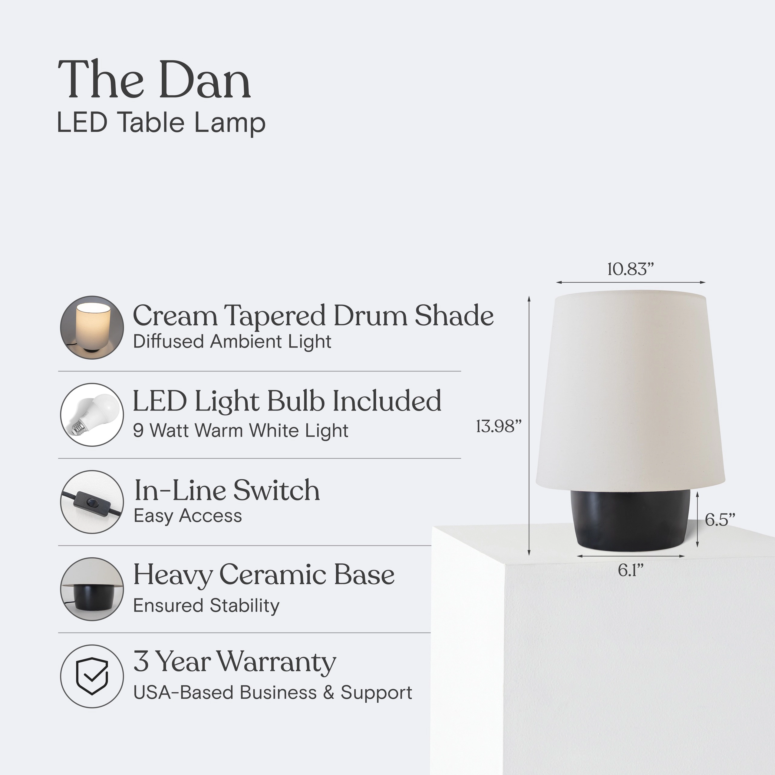 Brightech Dan Ceramic Drum Desk Lamp
