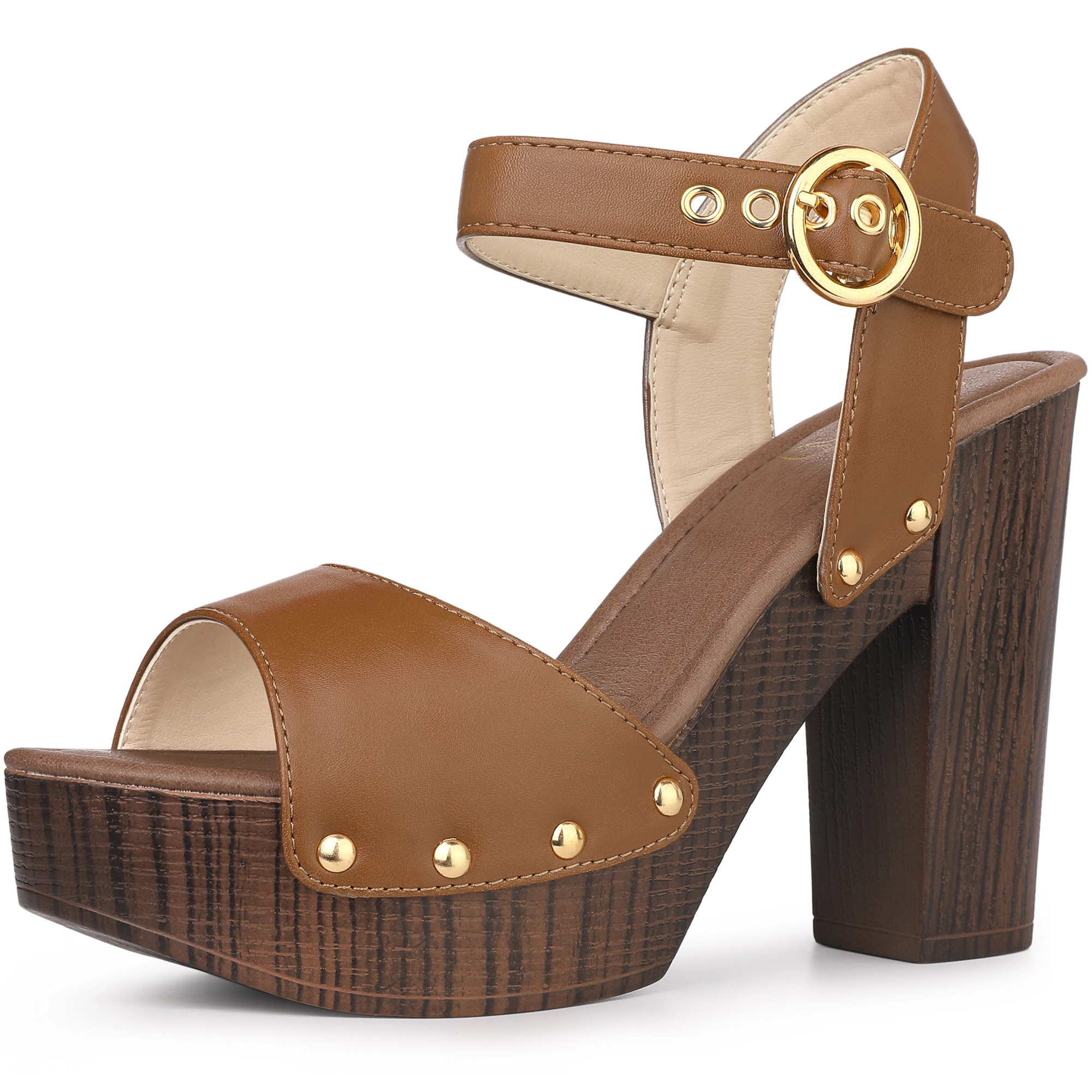 BLISSFUL STEP Women's Platform Chunky Heel Open Toe Sandals
