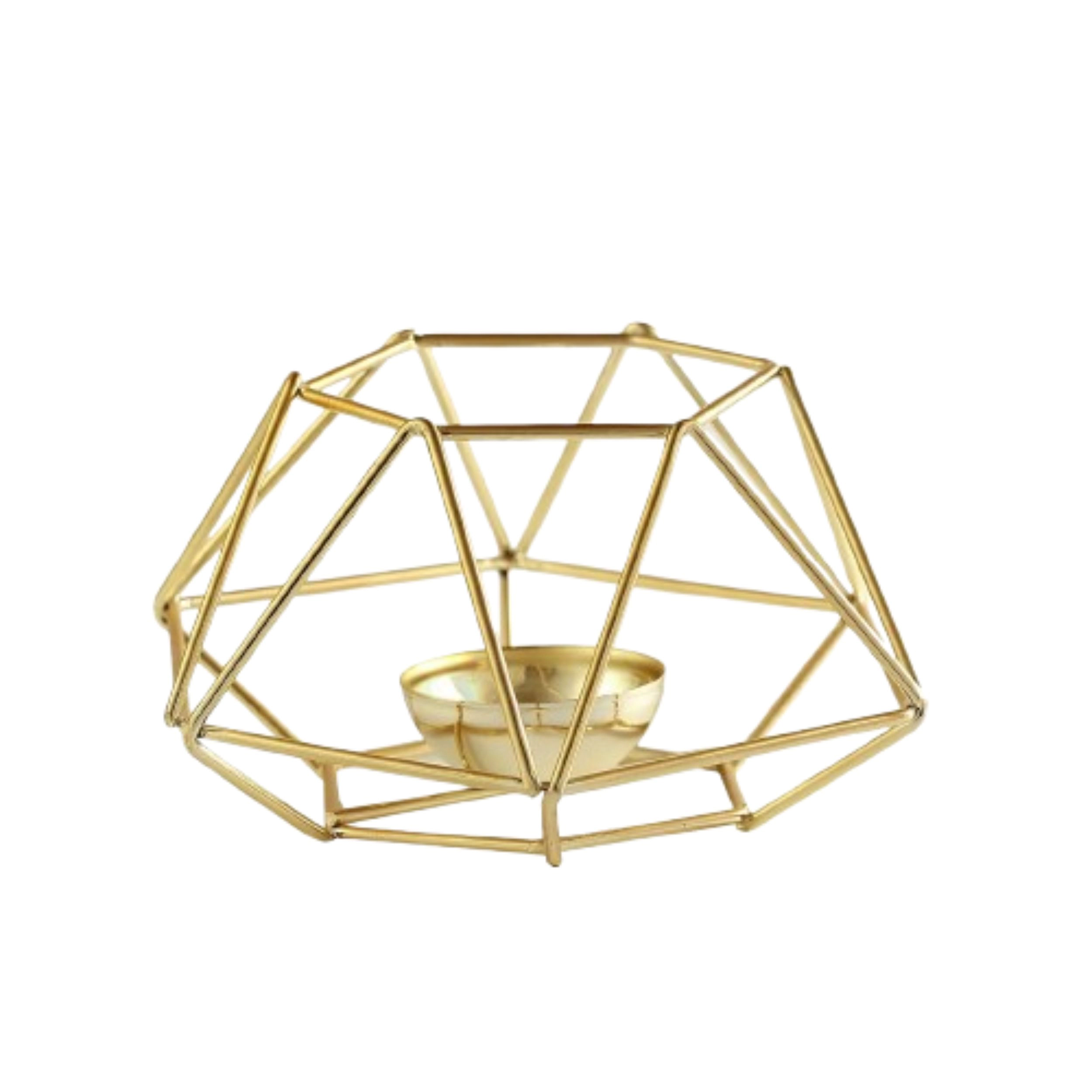 Home Collection Set of 2 Geometric Metal Hexagon Candle Holders