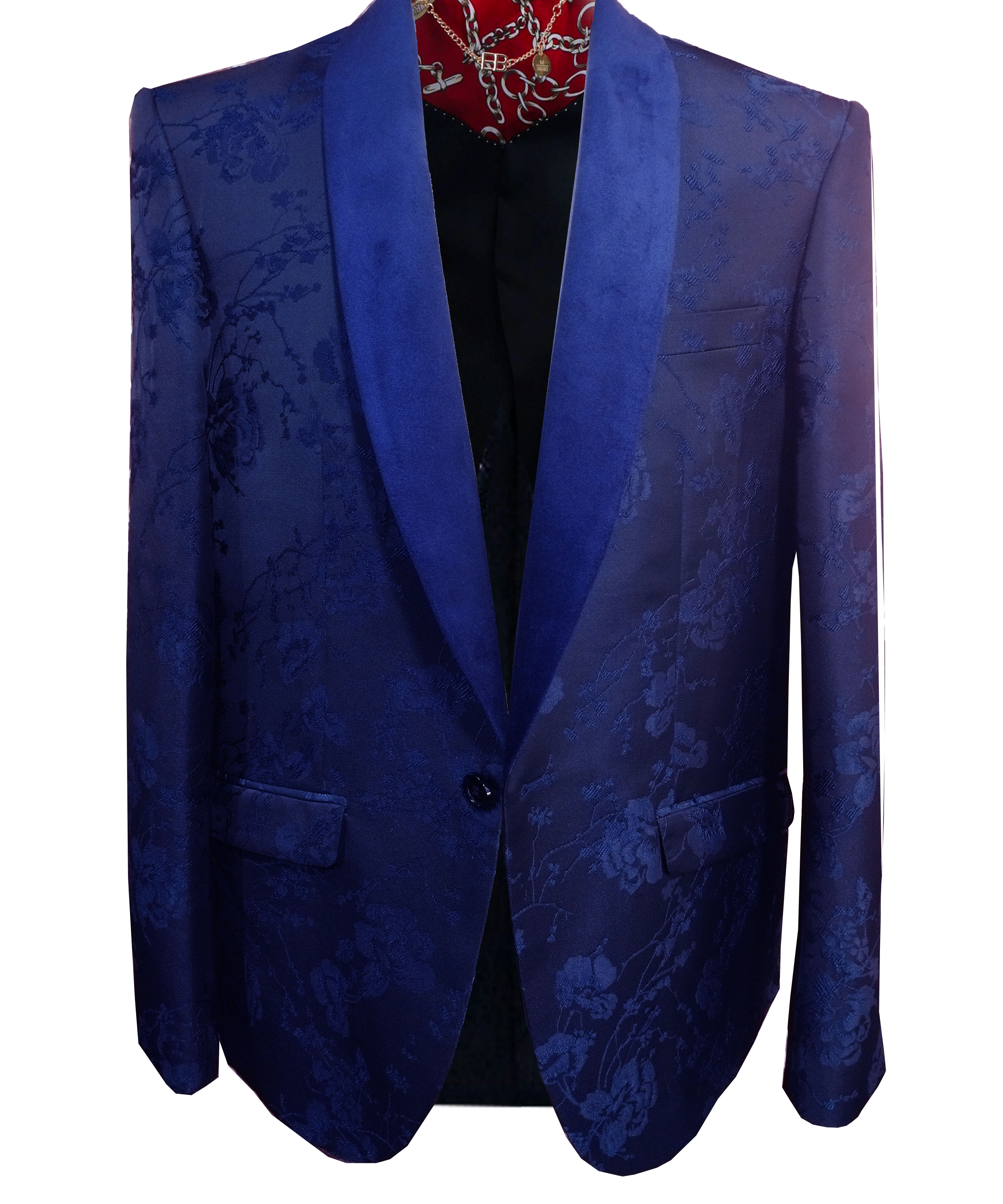 Elie Balleh Boys Slim Fit Floral Shawl Collar Blazer