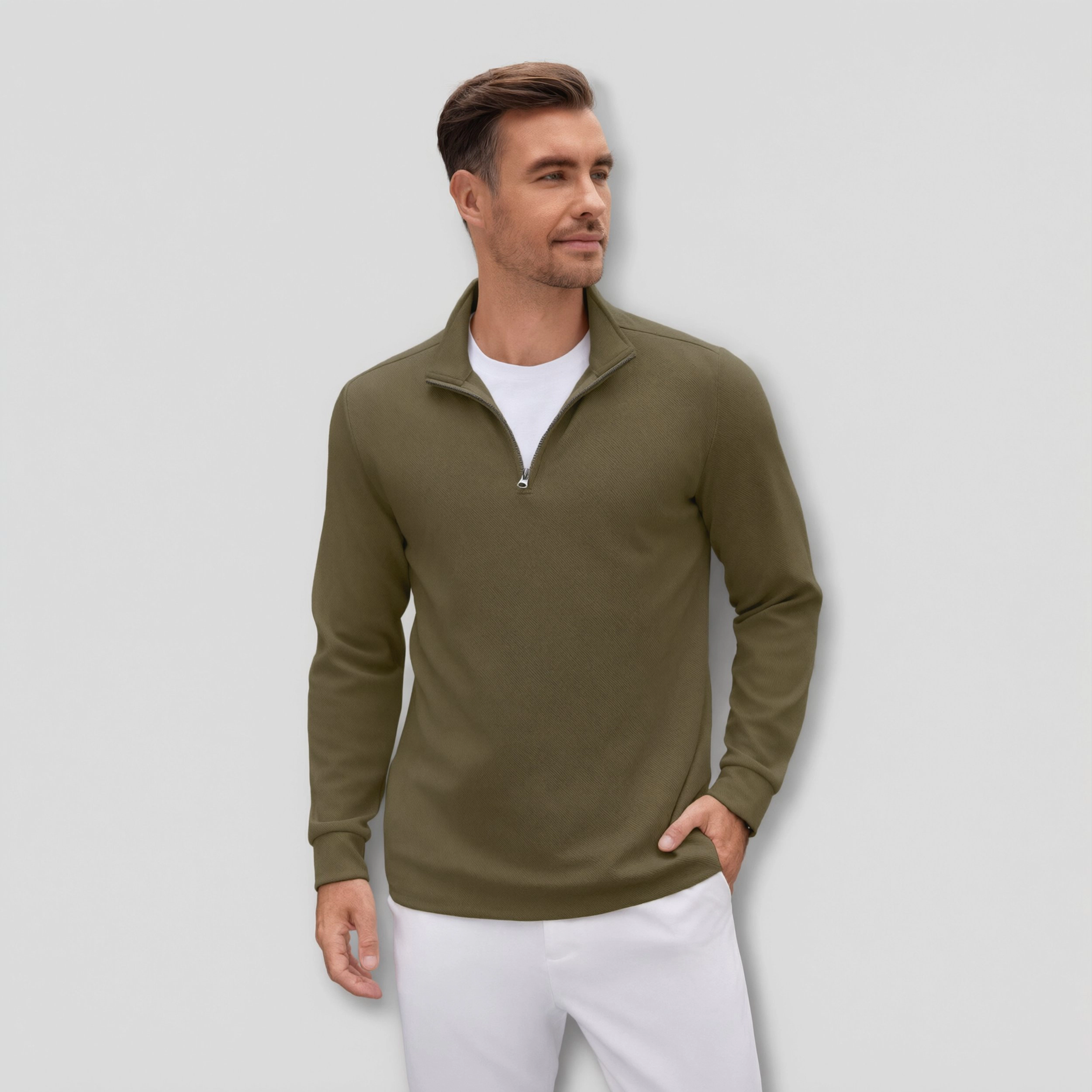 COOFANDY Men's Regular Fit Long Sleeve Quarter Zip Pullover