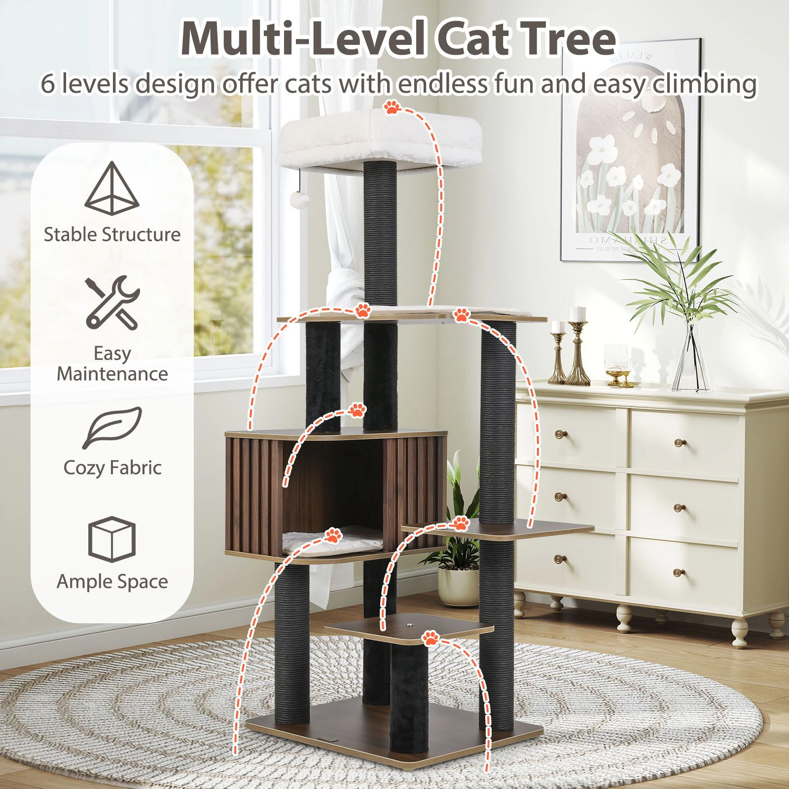 SlickBlue 6-Level Multi-Level Cat Tree with Condo & Scratching Posts