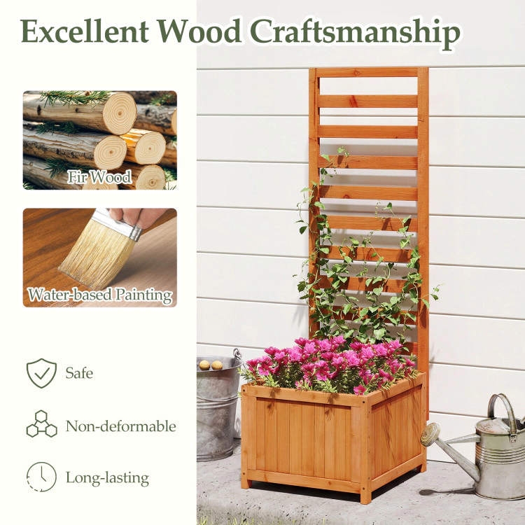 Hivvago 48 Inch Wood Raised Garden Bed with Trellis with Drainage Holes