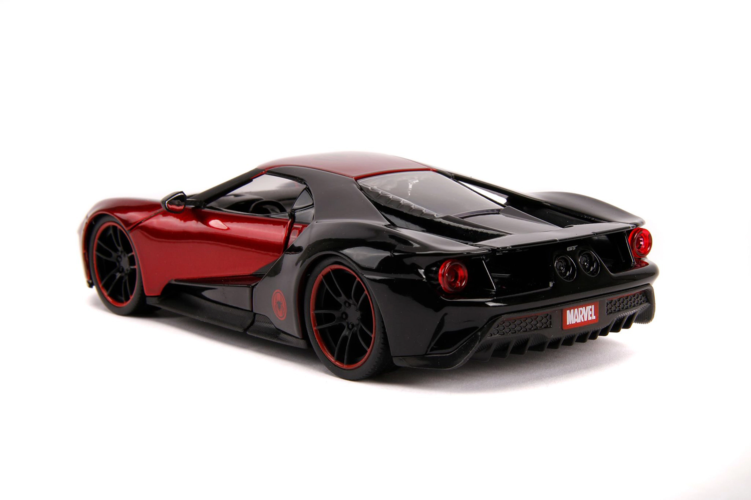 Jada 2017 Ford GT with Miles Morales Diecast Figurine "Spider Man" "Marvel" Series 1/24 Diecast Model Car by Jada