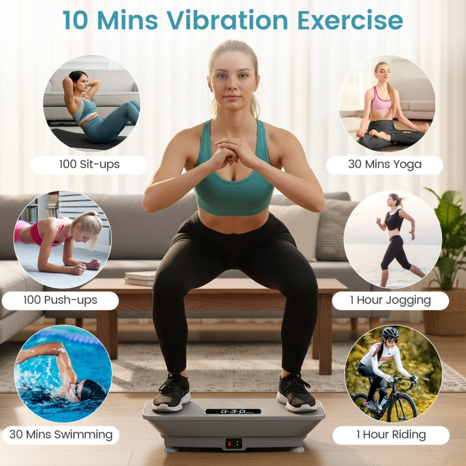 SUGIFT Gravity Sensor Vibration Plate Exercise Machine 10 Speed Levels 220-lb Capacity 22 x 13 x 5-in Black/Gray