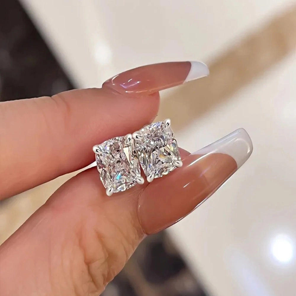 Super Shiny Exquisite Square Geometric Cubic Zirconia Earrings
