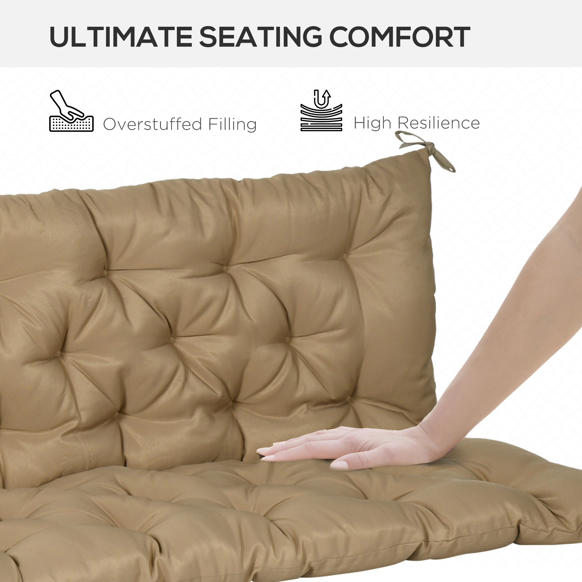 HONGGE 59" x 38" Tufted Bench Cushion for Outdoor Furniture, 3-Seater Replacement Swing Chair, Patio Sofa/Couch