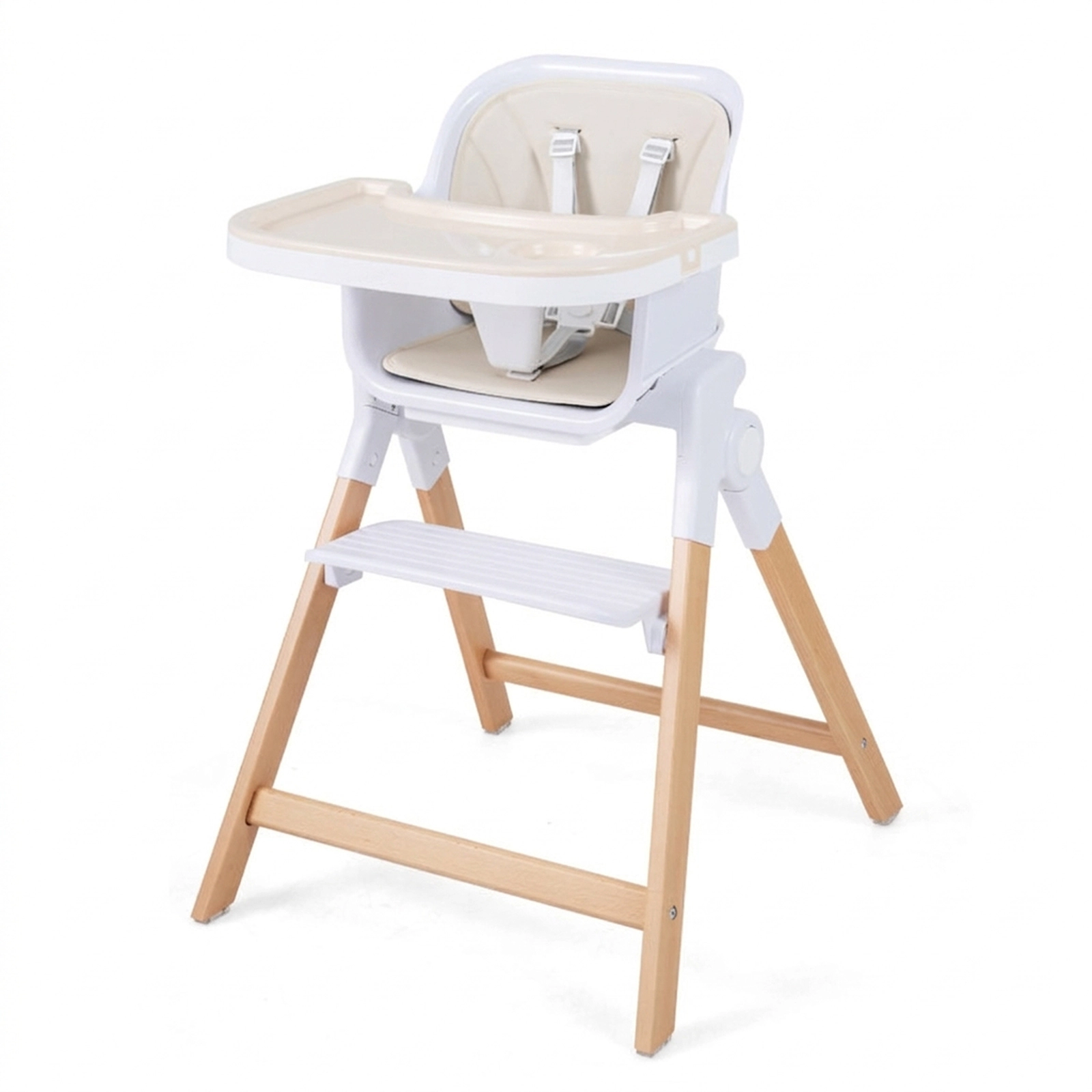 SUGIFT 4-in-1 Convertible Baby High Chair with Detachable Adjustable Tray 33-lb Capacity Ages 6-36 Months Beige