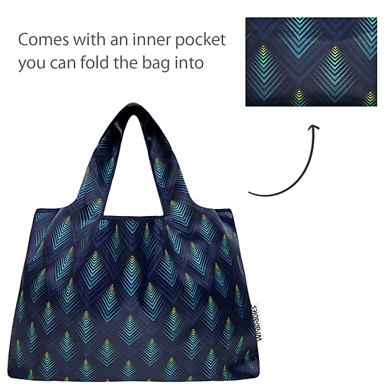 Wrapables LS Nylon Reusable Shopping Bags for Groceries (set of 2), Blue Echo