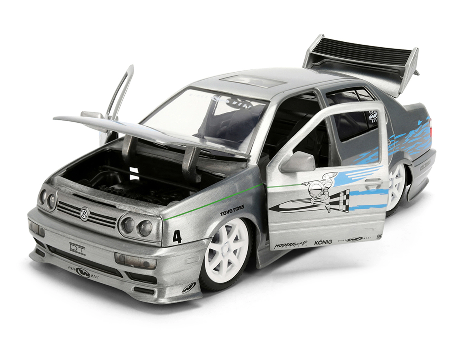 Jada Volkswagen Jetta Raw Metal Color Brush Finish "The Fast and the Furious" (2001) Movie "25 Years of Fast &