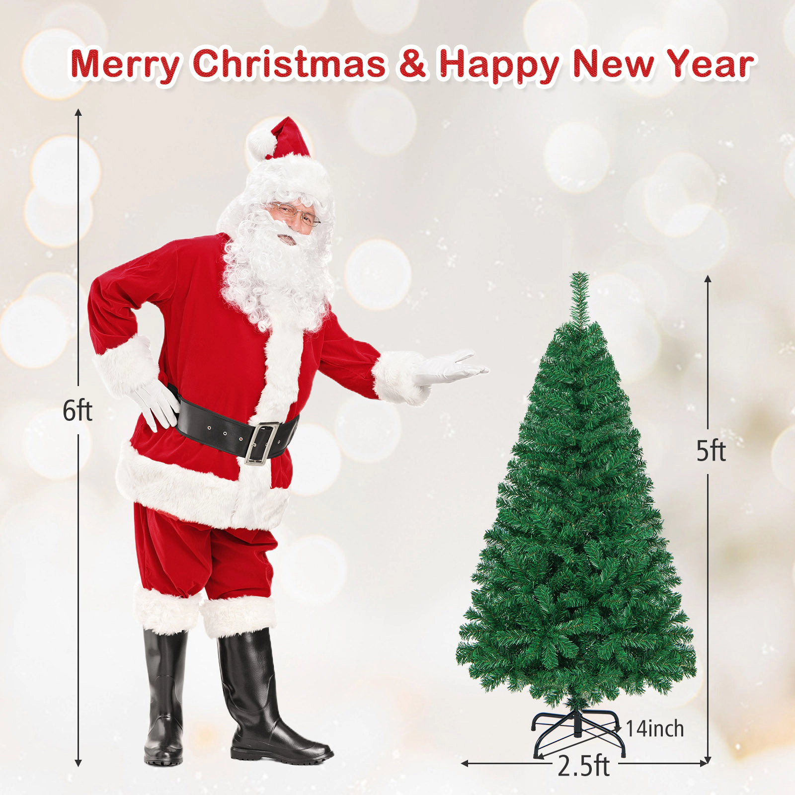 Costway 5/6/7/8Ft Artificial PVC Christmas Tree Stand Indoor Outdoor