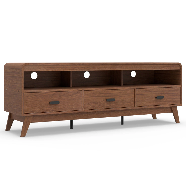 Hivvago Mid Century Modern Tv Stand For Tvs Up To 70" With 3 Storage Drawers And Open Shelves