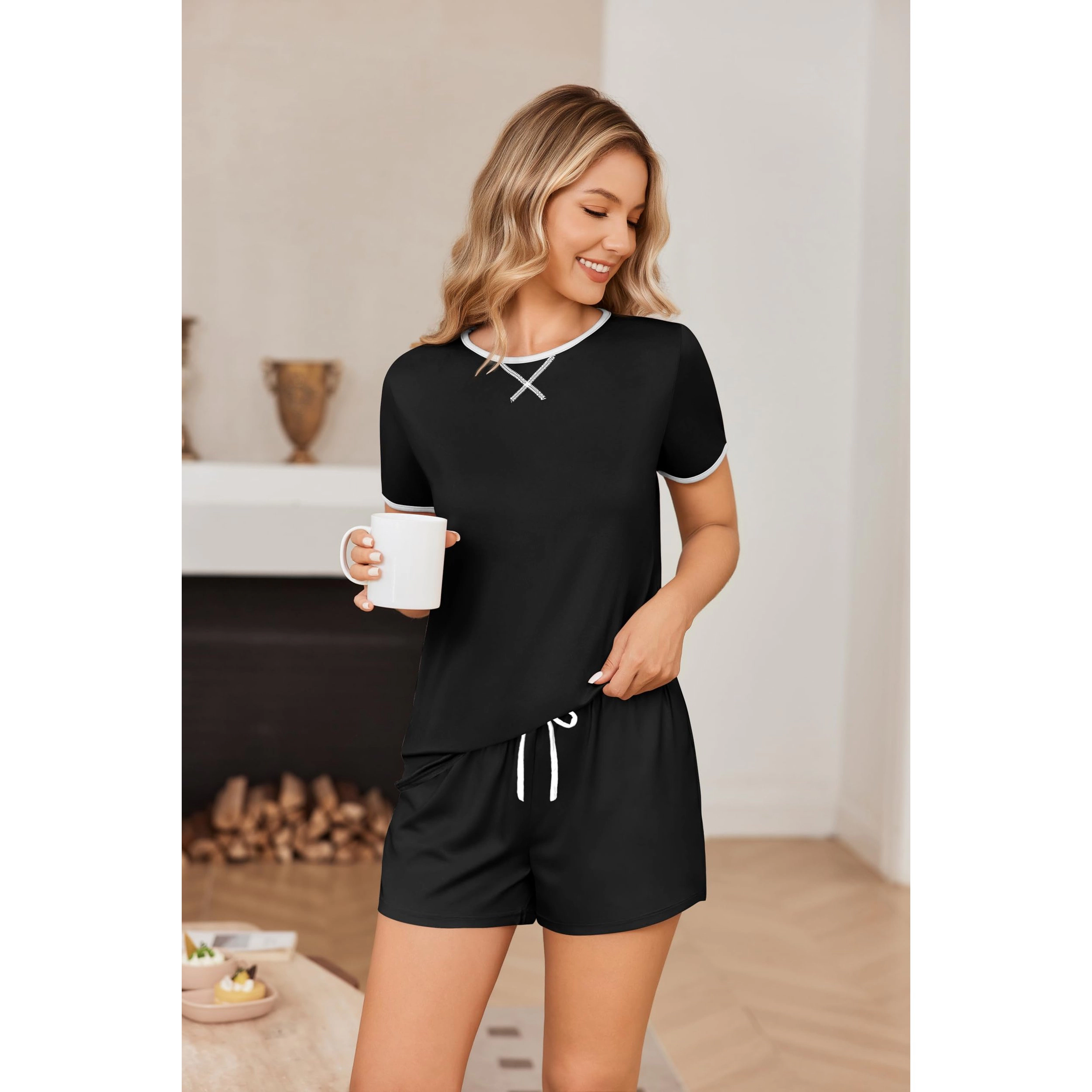 Ekouaer Womens Pajama Set Casual Short
