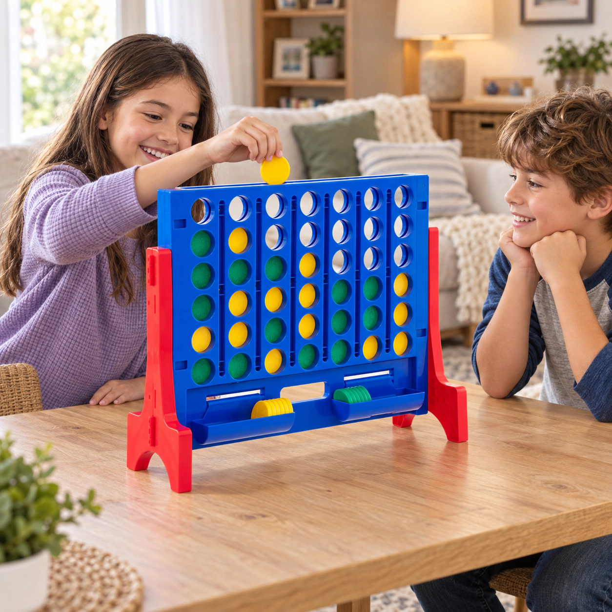 SUGIFT Red Jumbo 4-to-Score Connect Game Set with Carrying Bag and 42 Coins 24.5-in W 8-in D 19-in H