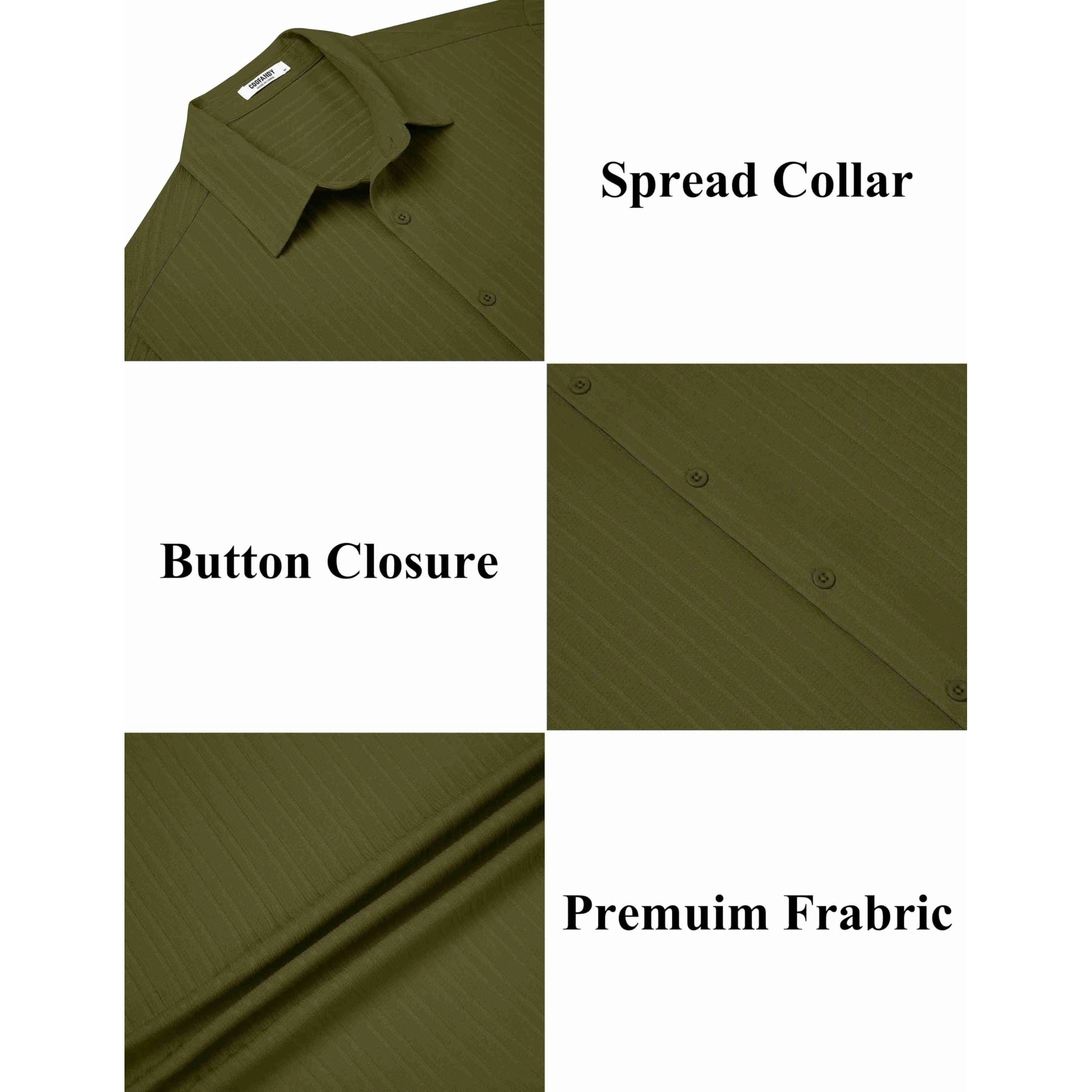 COOFANDY Men's Regular Fit Textured Short Sleeve Camp Collar Button Down Shirt