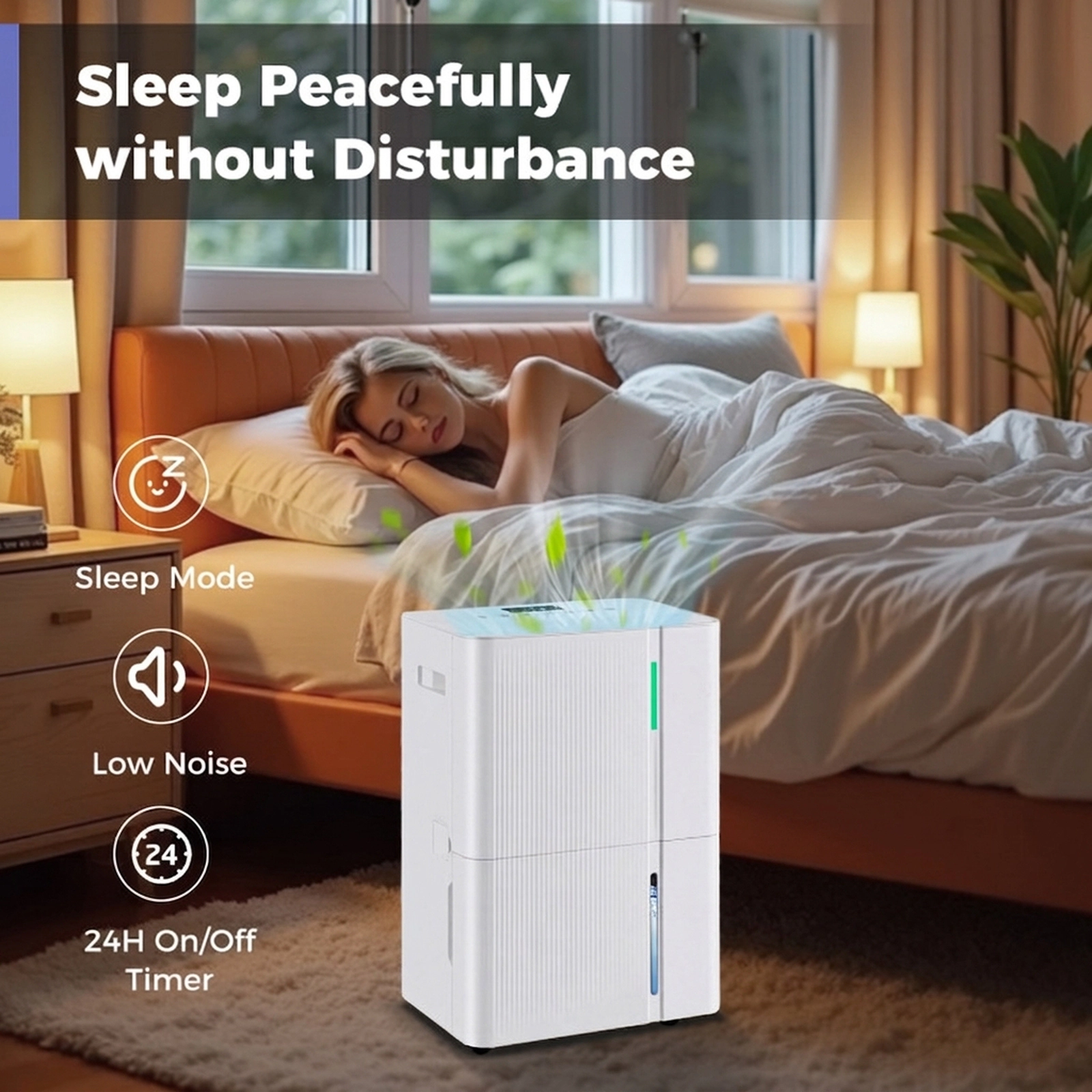 SUGIFT 74-Pint 4500-sq ft Dehumidifier with Touch Panel 1.2-gal Visible Tank 4 Wheels and Sleep Mode
