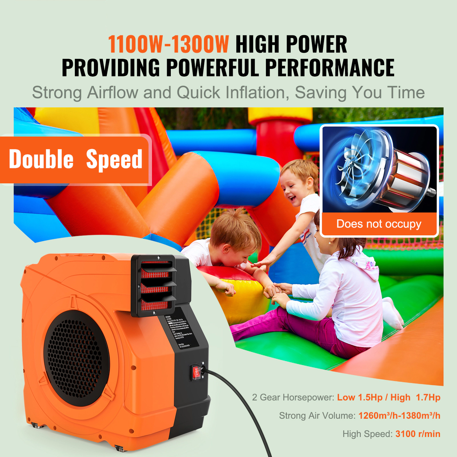 HONGGE Inflatable Blower, Bounce House Blower, Pump Commercial Air Blower for Inflatables