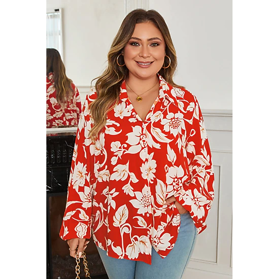Threaded Pear Women's Shelby Print Loose Up PLUS Shirt