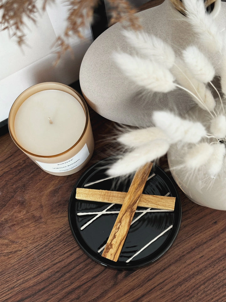 Bursera 5-Inch Round Ceramic Plate, Onyx Black
