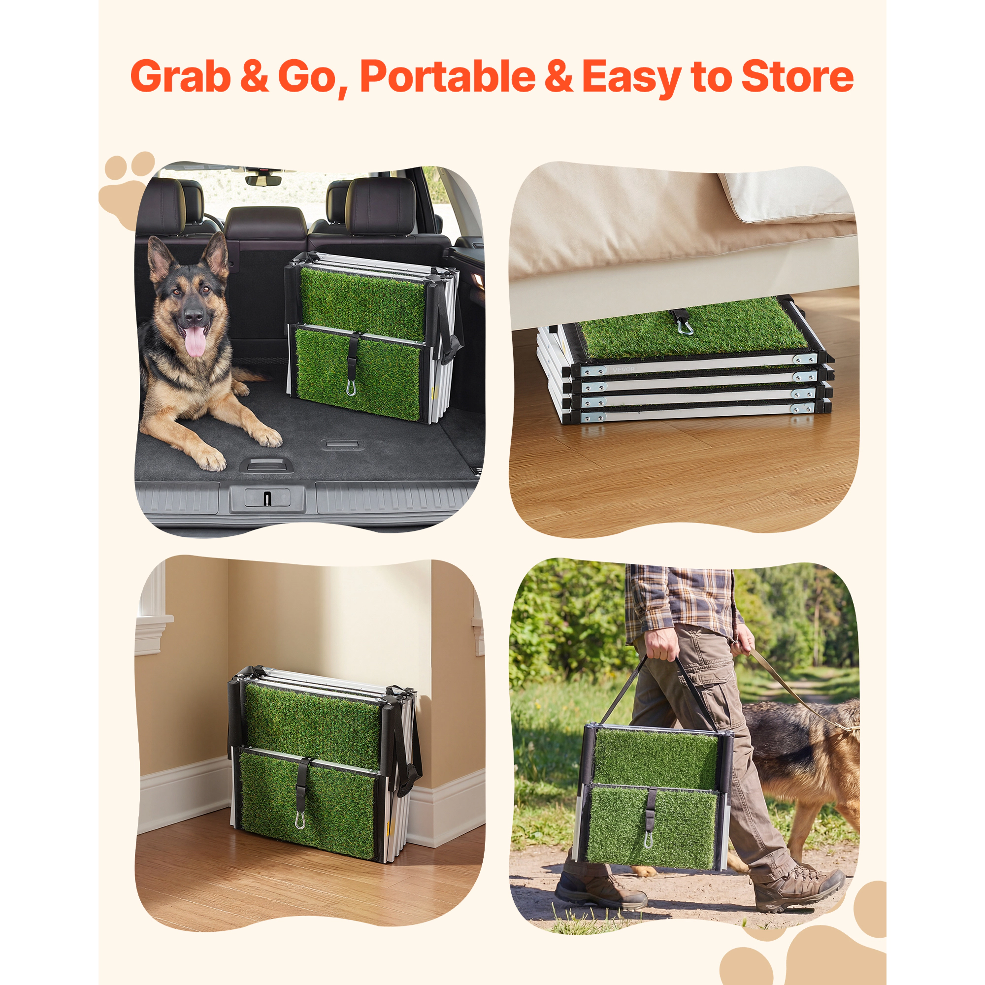 HONGGE Dog Stairs for Car, 4 Steps Extra Wide Foldable Dog Ramp for Large Dogs with Non-Slip Surface