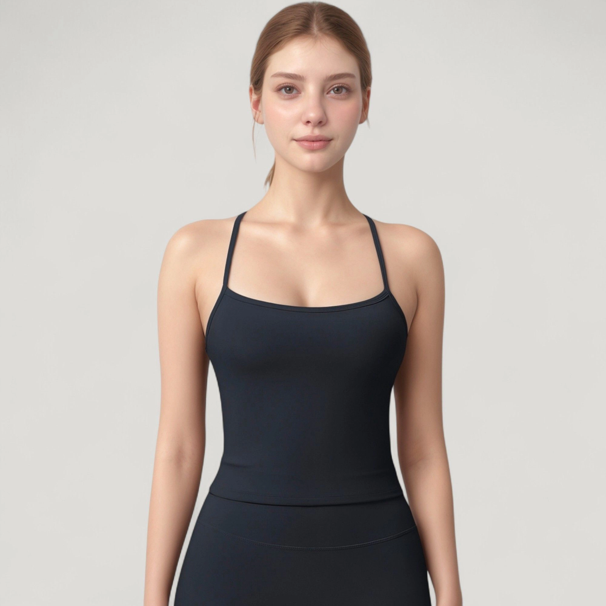 Anna-Kaci Women's Strappy Back Slim Fit Athletic Tank Top with Built-In Shelf Bra